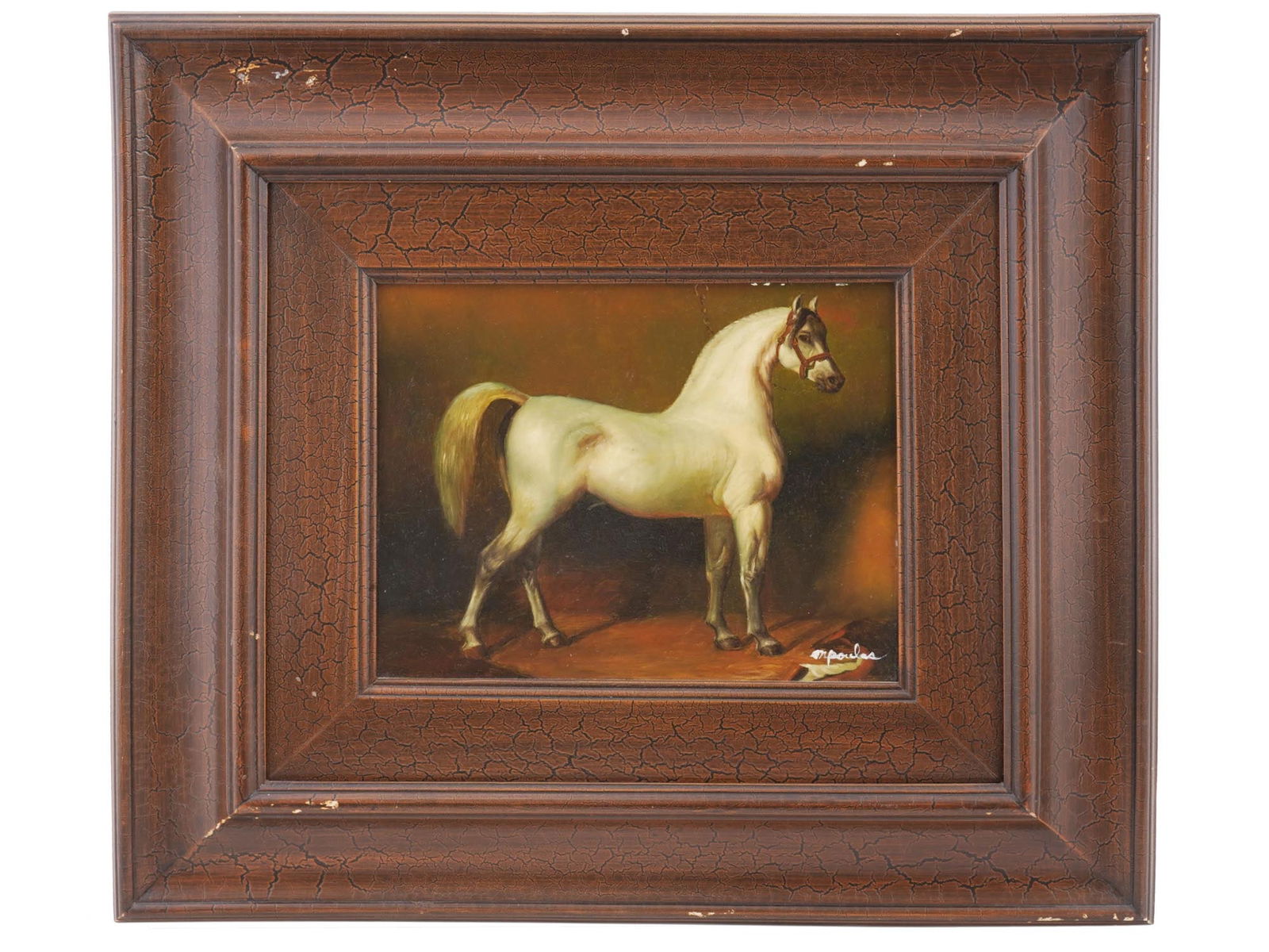 PORTRAIT OF HORSE OIL PAINTING SIGNED BY M POULAS (1 of 5)