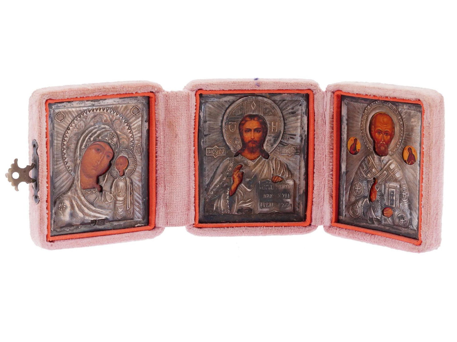 RUSSIAN ORTHODOX IMPERIAL SILVER DEESIS TRAVEL ICON (1 of 8)