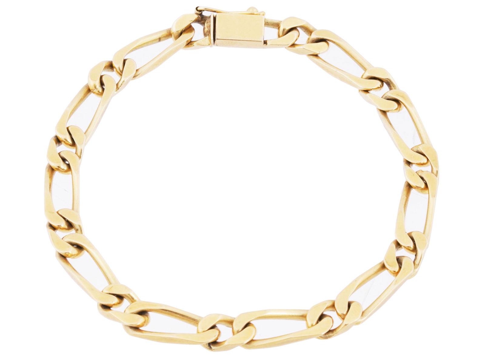 VINTAGE FRENCH 14K GOLD FIGARO CHAIN BRACELET (1 of 4)