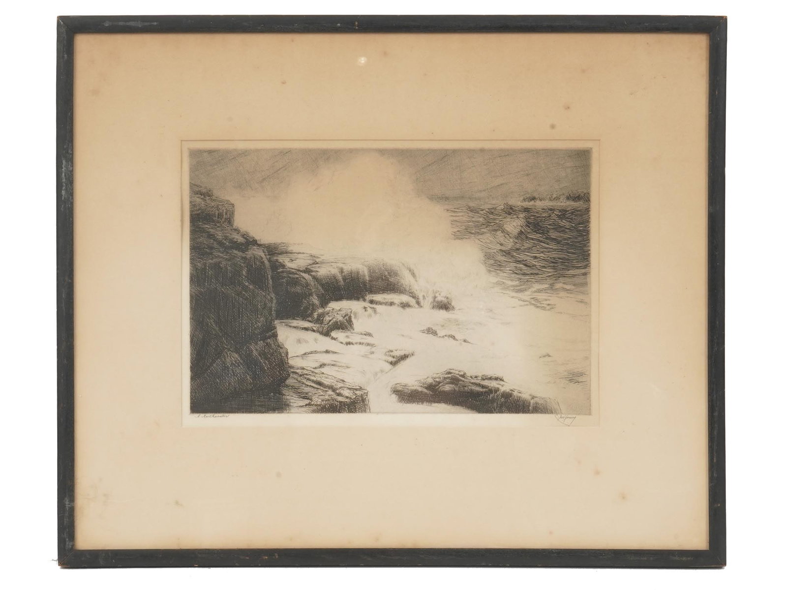 ANTIQUE SEASCAPE ETCHING SIGNED BY C JAC YOUNG (1 of 6)