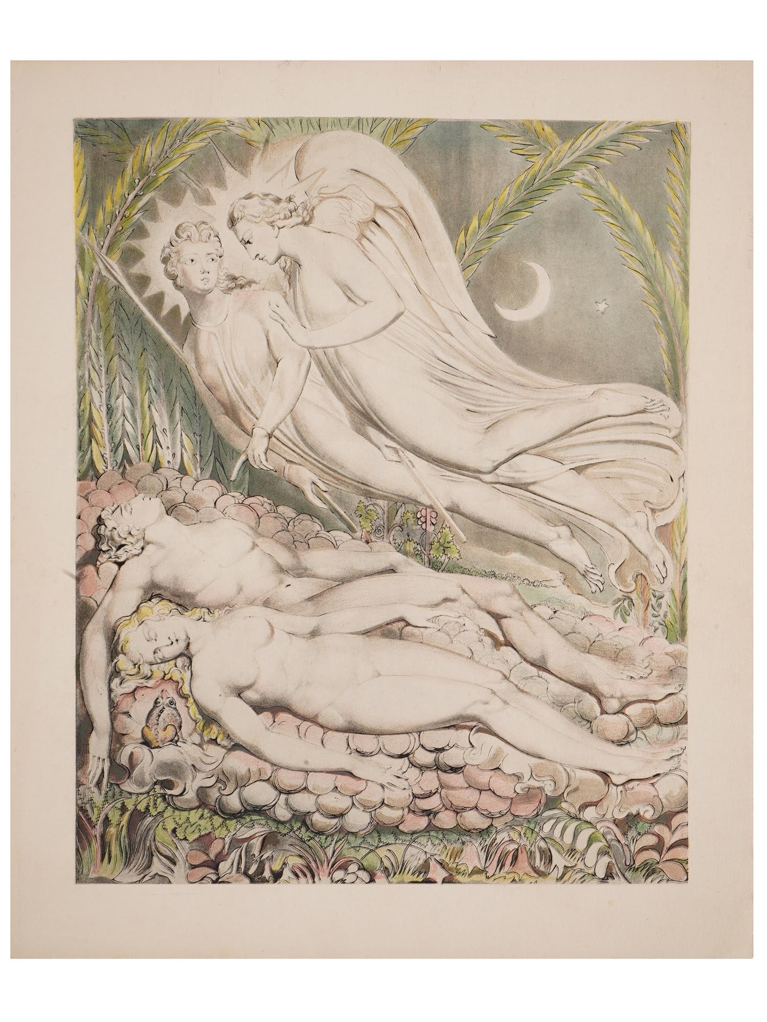 RELIGIOUS ENGLISH COLORED PRINT BY WILLIAM BLAKE (1 of 5)