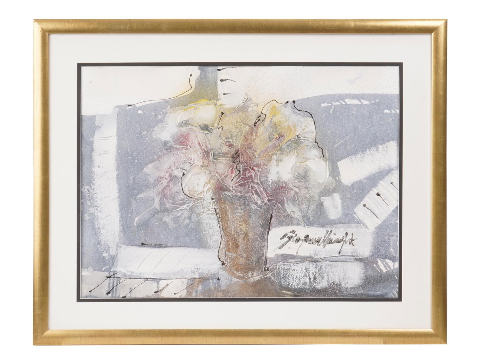 NEO IMPRESSIONIST OIL PAINTING OF A FLORAL VASE (1 of 4)