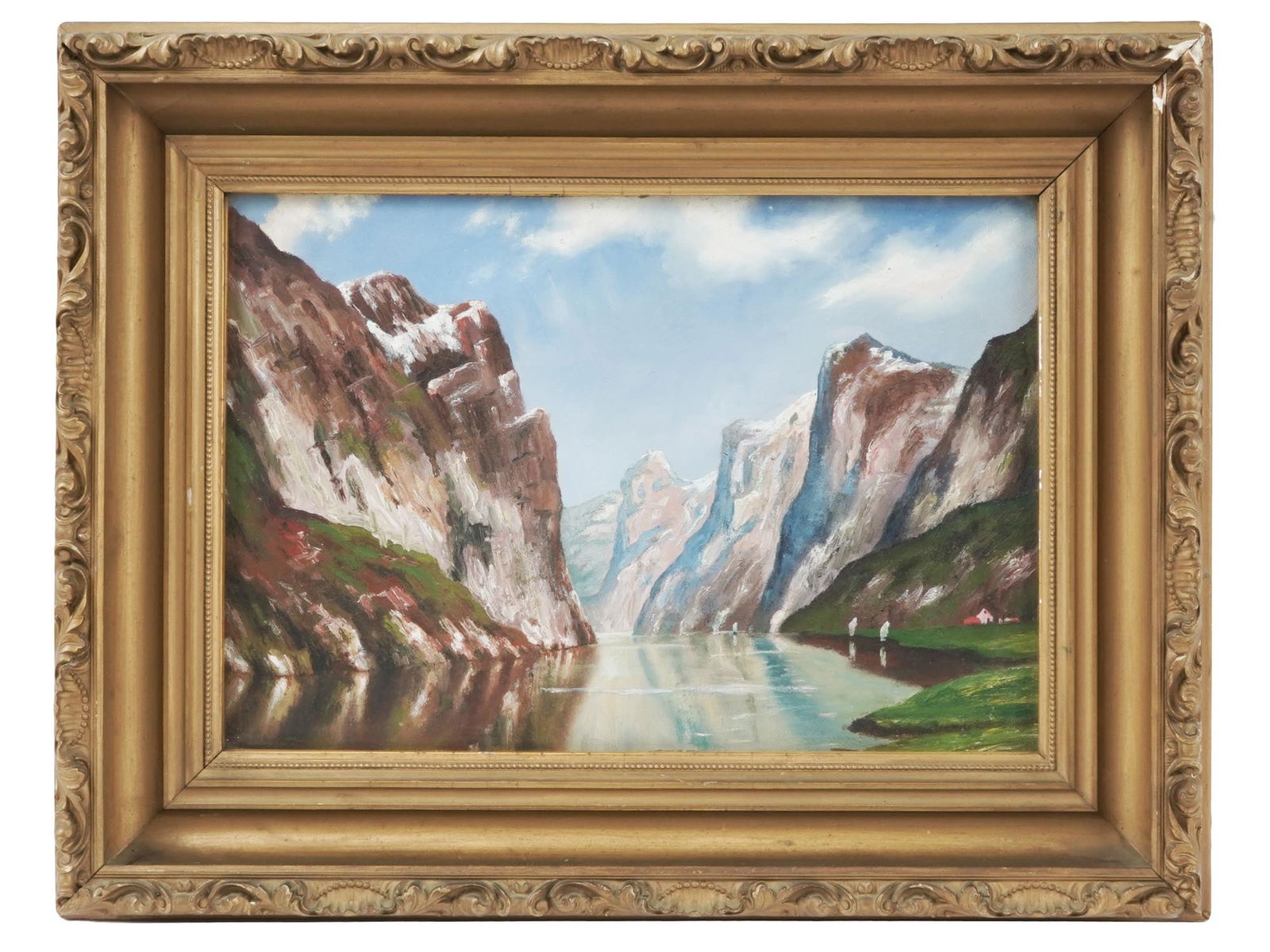 VINTAGE SIGNED MOUNTAINOUS LANDSCAPE OIL PAINTING (1 of 6)