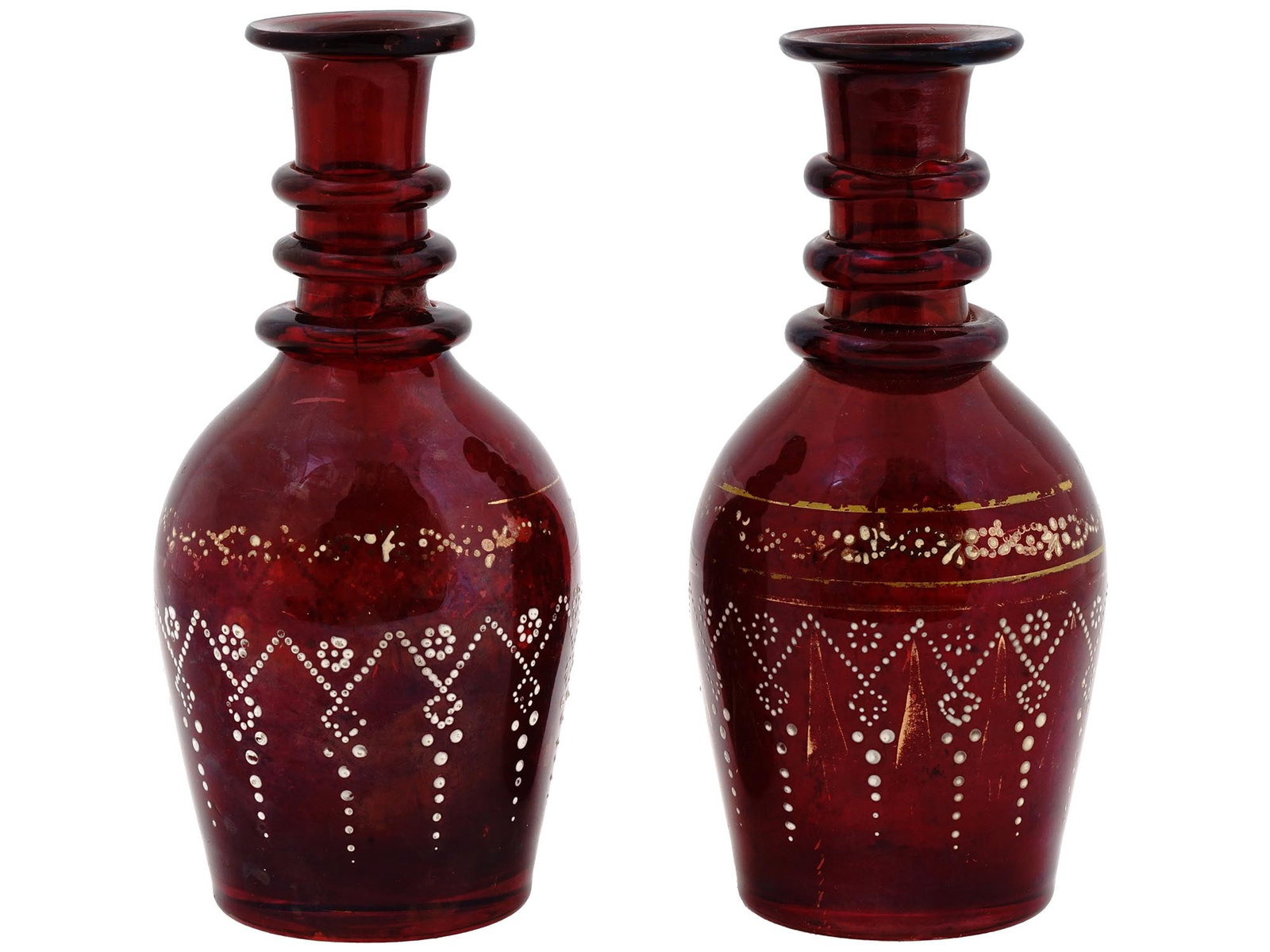 LATE 19TH CEN CENTURY HAND PAINTED GLASS DECANTERS (1 of 5)