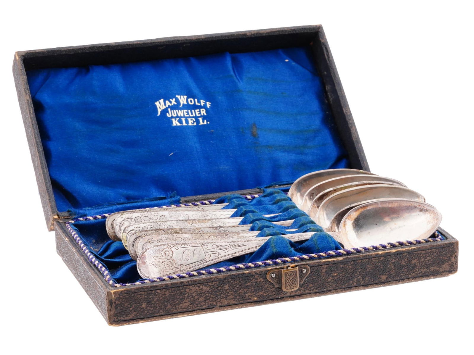 ANTIQUE GERMAN MAX WOLFF SILVER PALTED SPOON SET (1 of 13)