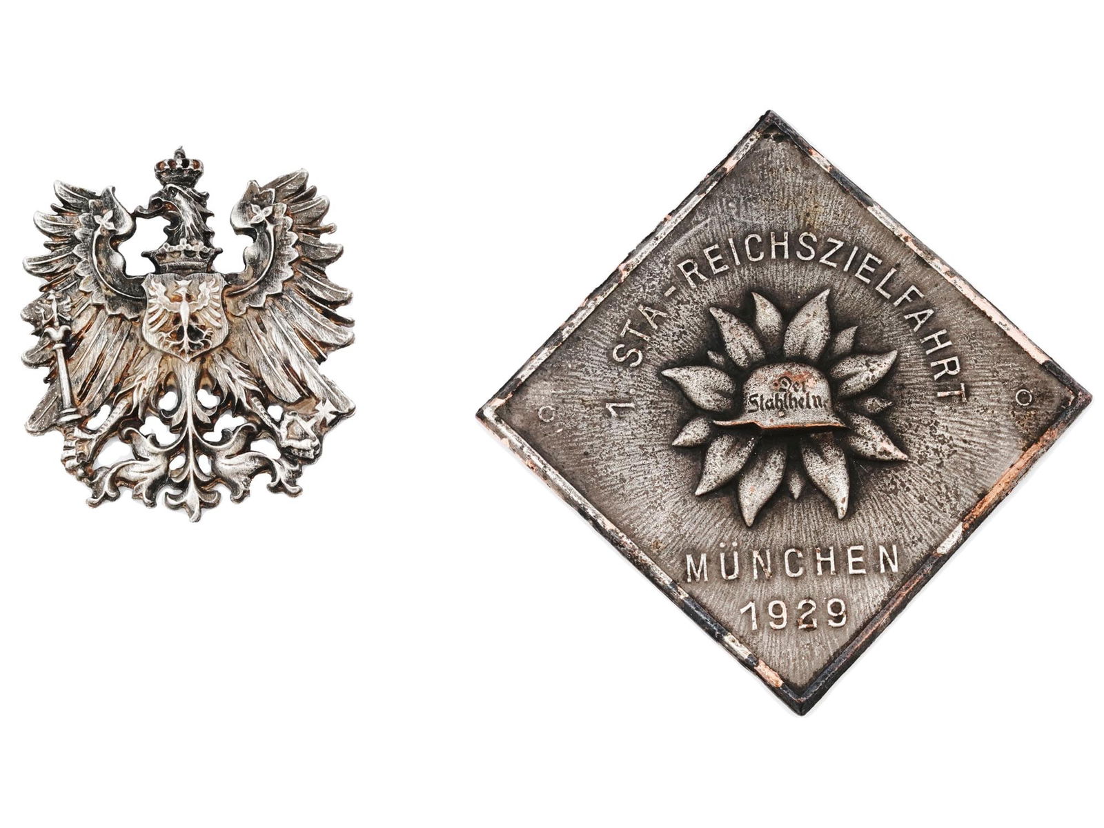 POLISH EAGLE MILITARY BADGE AND GERMAN PLAQUE (1 of 3)