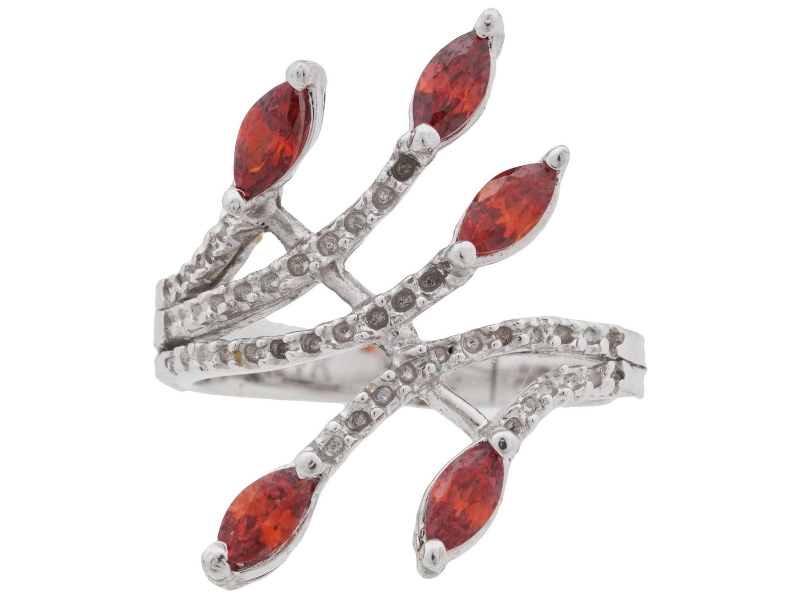 14K WHITE GOLD ORANGE ZIRCON GEMSTONE BYPASS RING (1 of 4)