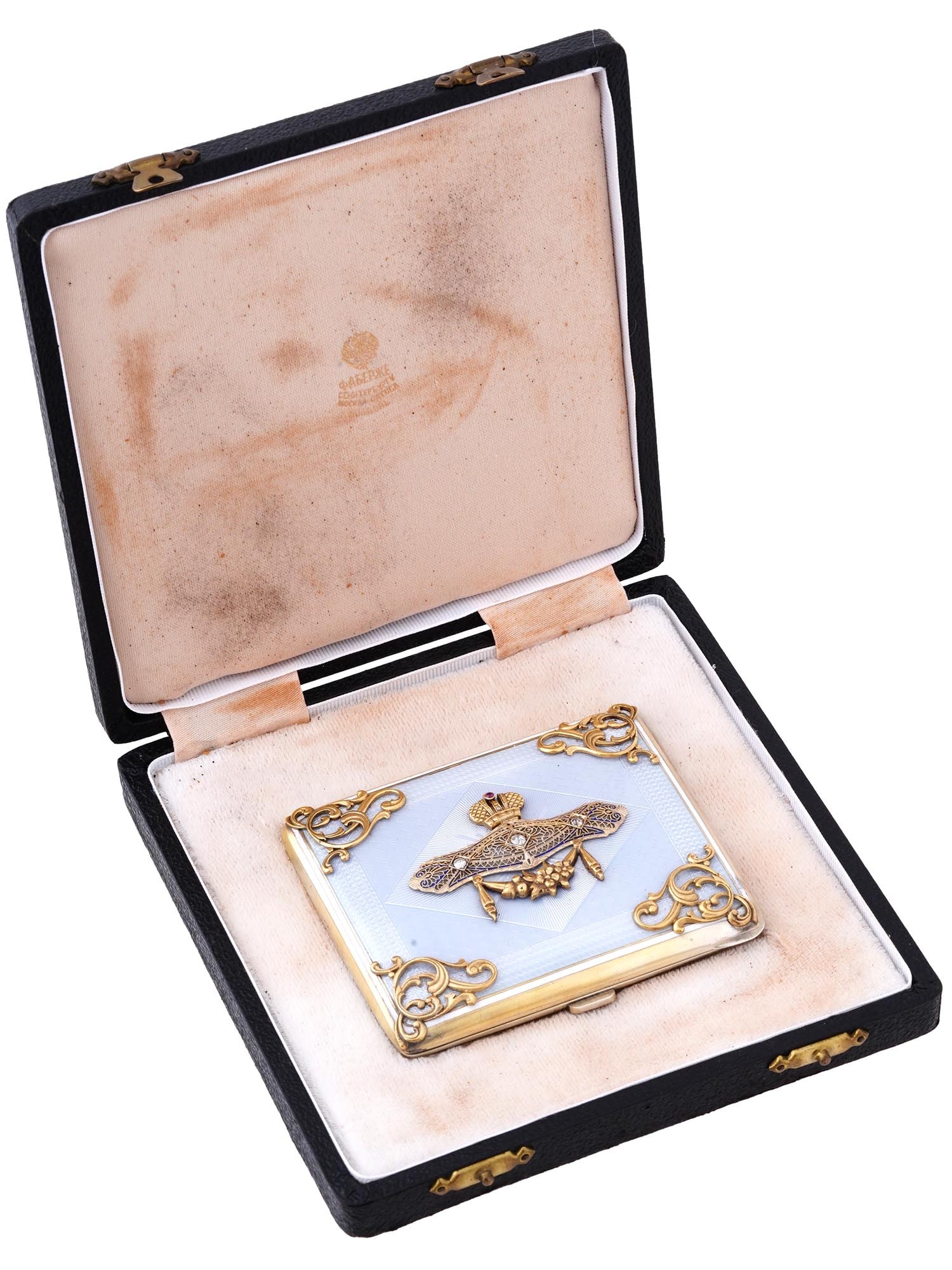 RUSSIAN SILVER ENAMEL RUBY DIAMONDS CIGARETTE CASE (1 of 7)