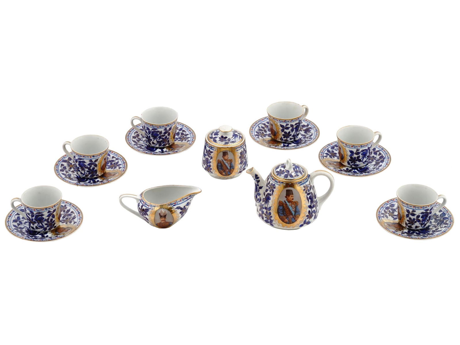 1970S PERSIAN NASER AL-DIN PORCELAIN FULL TEA SET (1 of 9)