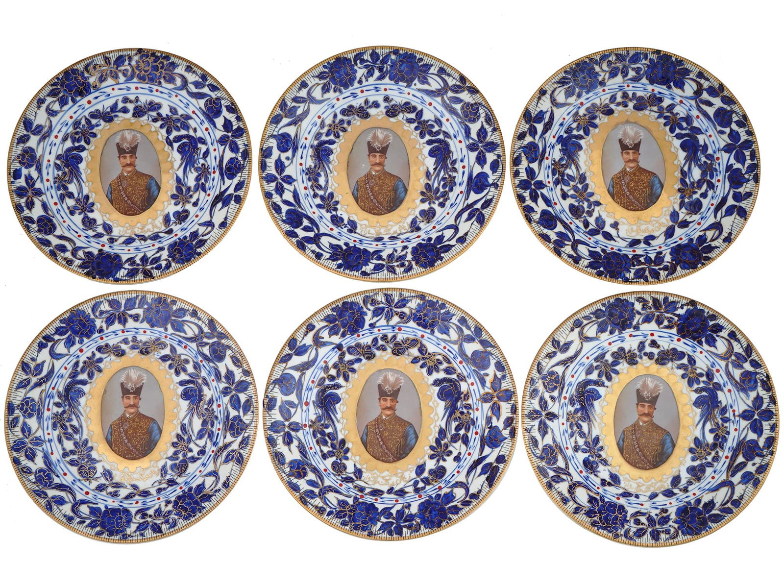 1970S PERSIAN NASER AL-DIN PORCELAIN SALAD PLATES (1 of 8)