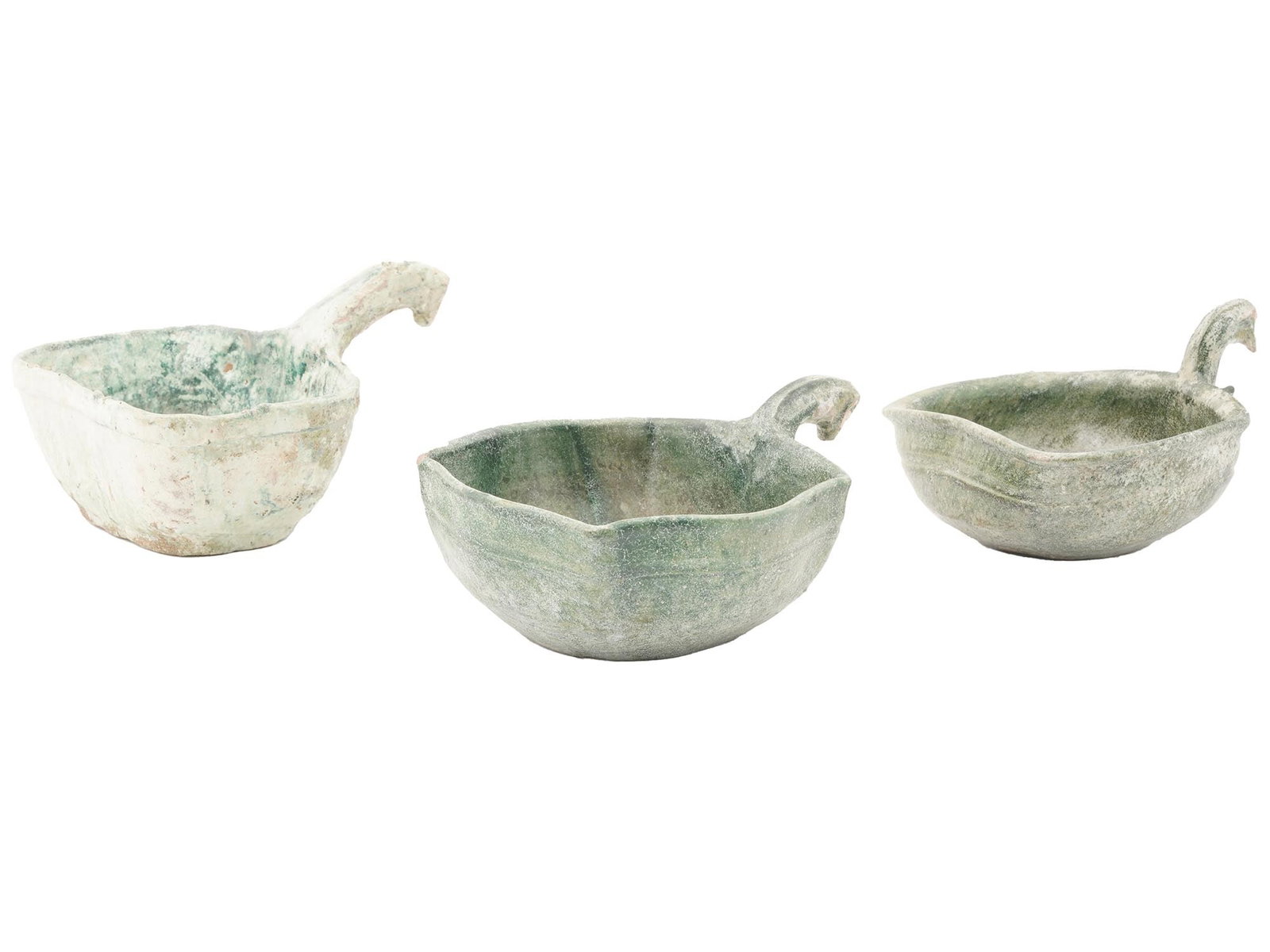 CHINESE MING DYNASTY GREEN GLAZED TERRACOTTA BOWLS (1 of 4)