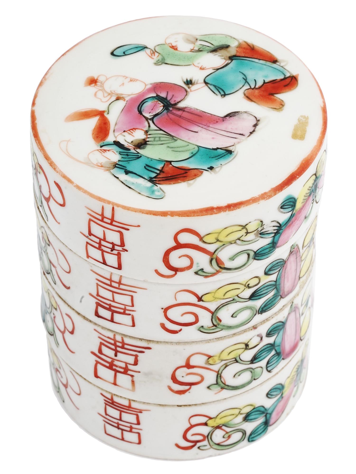 ANTIQUE CHINESE PORCELAIN SAUCER JAR STACKING BOX (1 of 10)