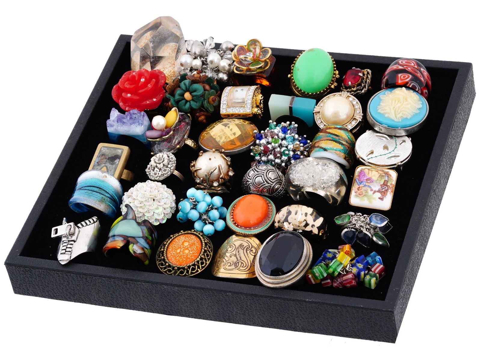 ASSORTED SEMI PRECIOUS STONE STATEMENT RINGS (1 of 7)