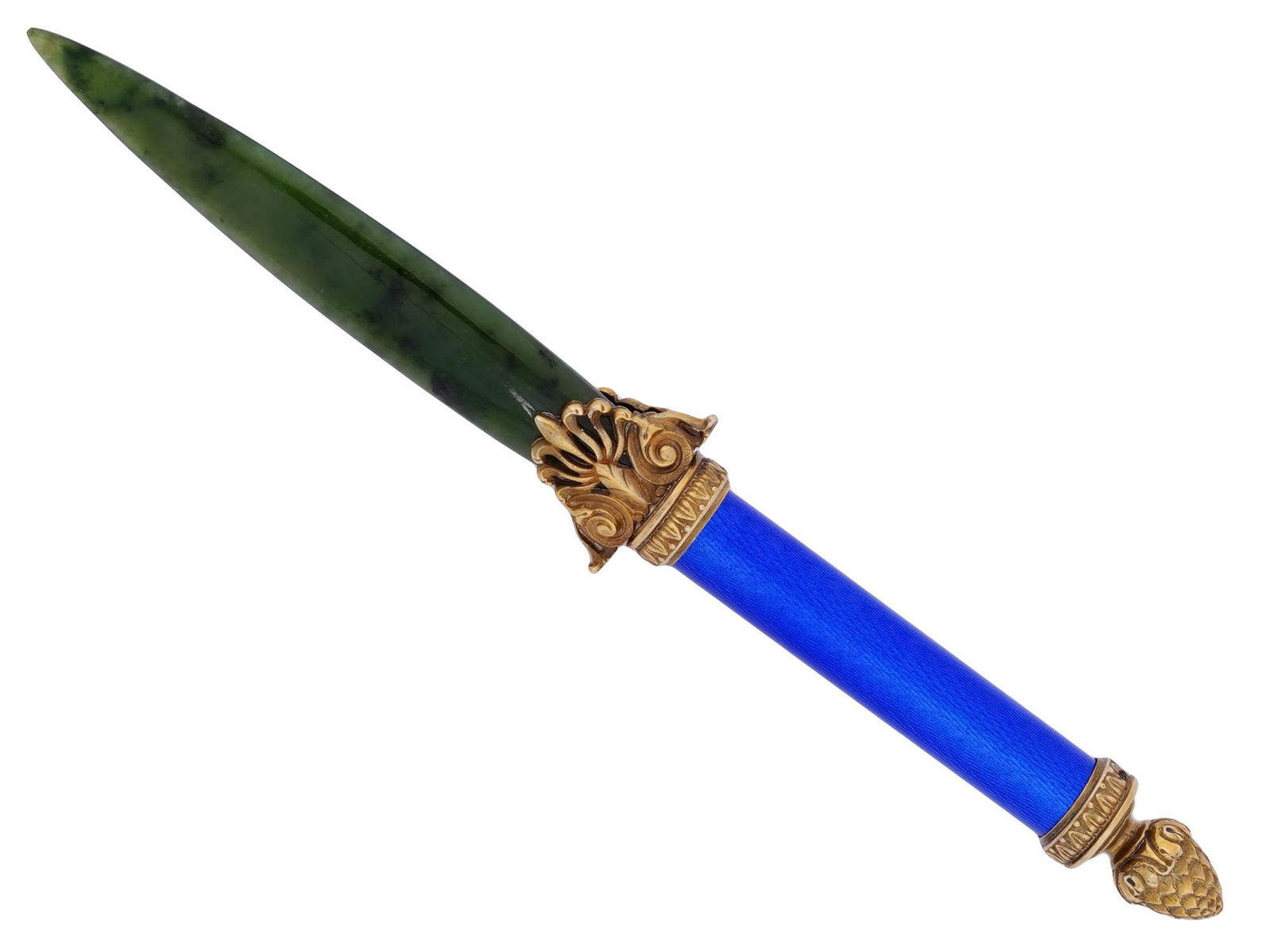 RUSSIAN 88 GILT SILVER ENAMEL JADE LETTER OPENER (1 of 6)