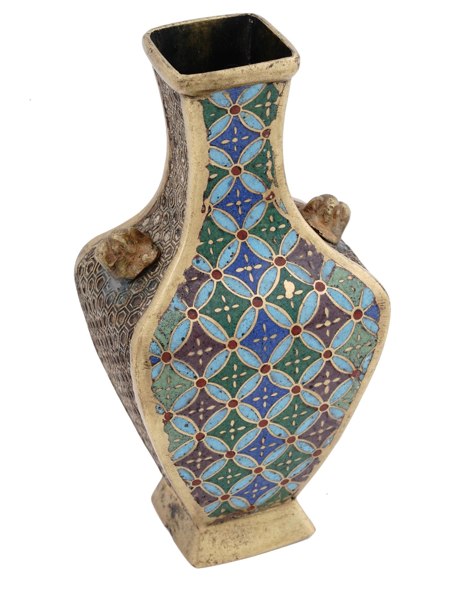 19TH CENTURY CHINESE CLOISONNE ENAMEL VASE W HANDLES (1 of 7)
