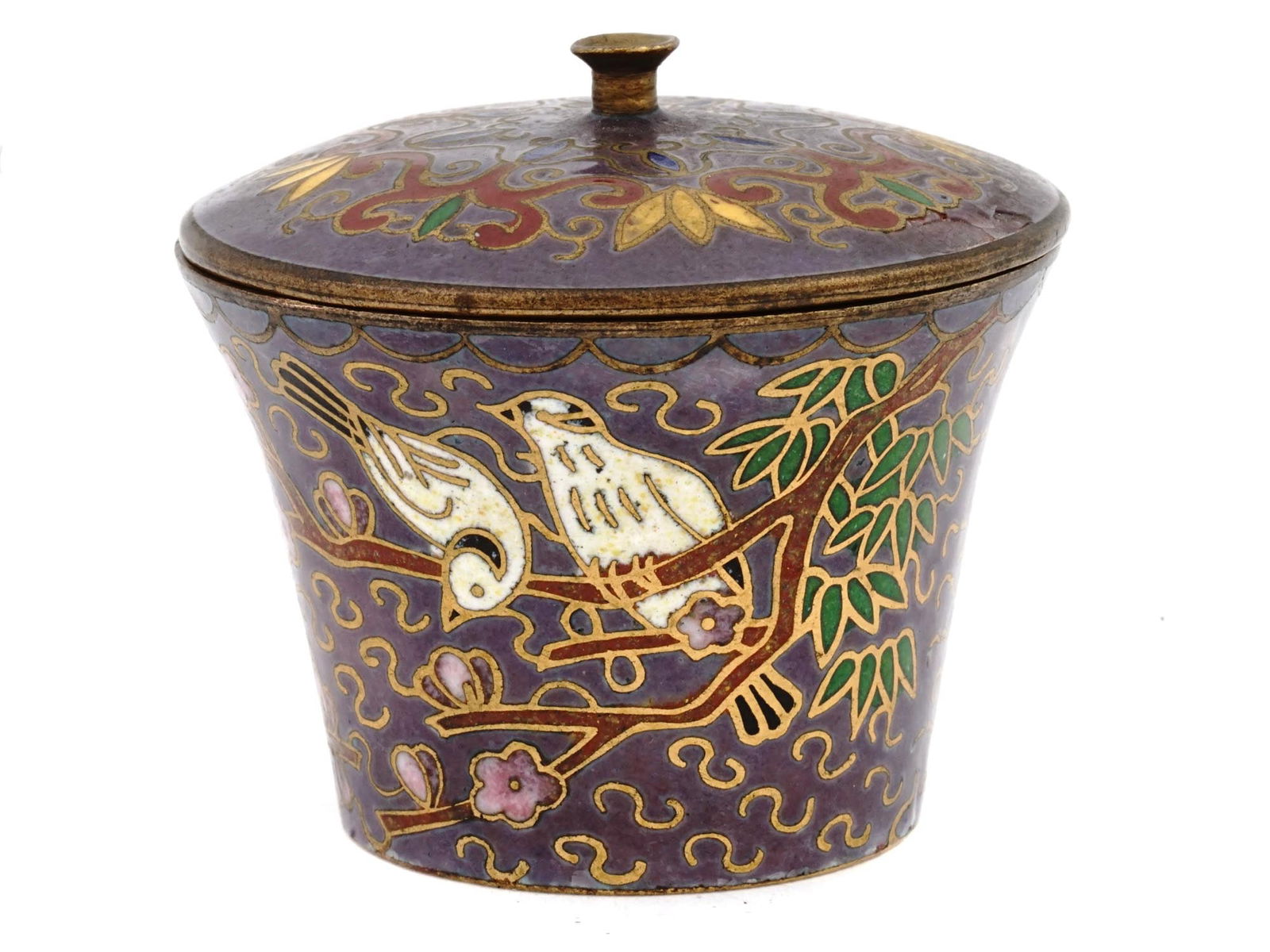 CHINESE COVERED CLOISONNE ENAMEL BRASS SNUFF BOX (1 of 8)