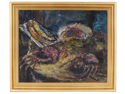 ISAAC PAILES ABSTRACT EXPRESSIONIST OIL PAINTING: Isaac Pailes, Russian, Ukrainian, French, 1895 to 1978, an Abstract Expressionist oil on canvas painting depicting a still life. Signed by the artist lower right. Framed. Isaac Pailes is known for Abs