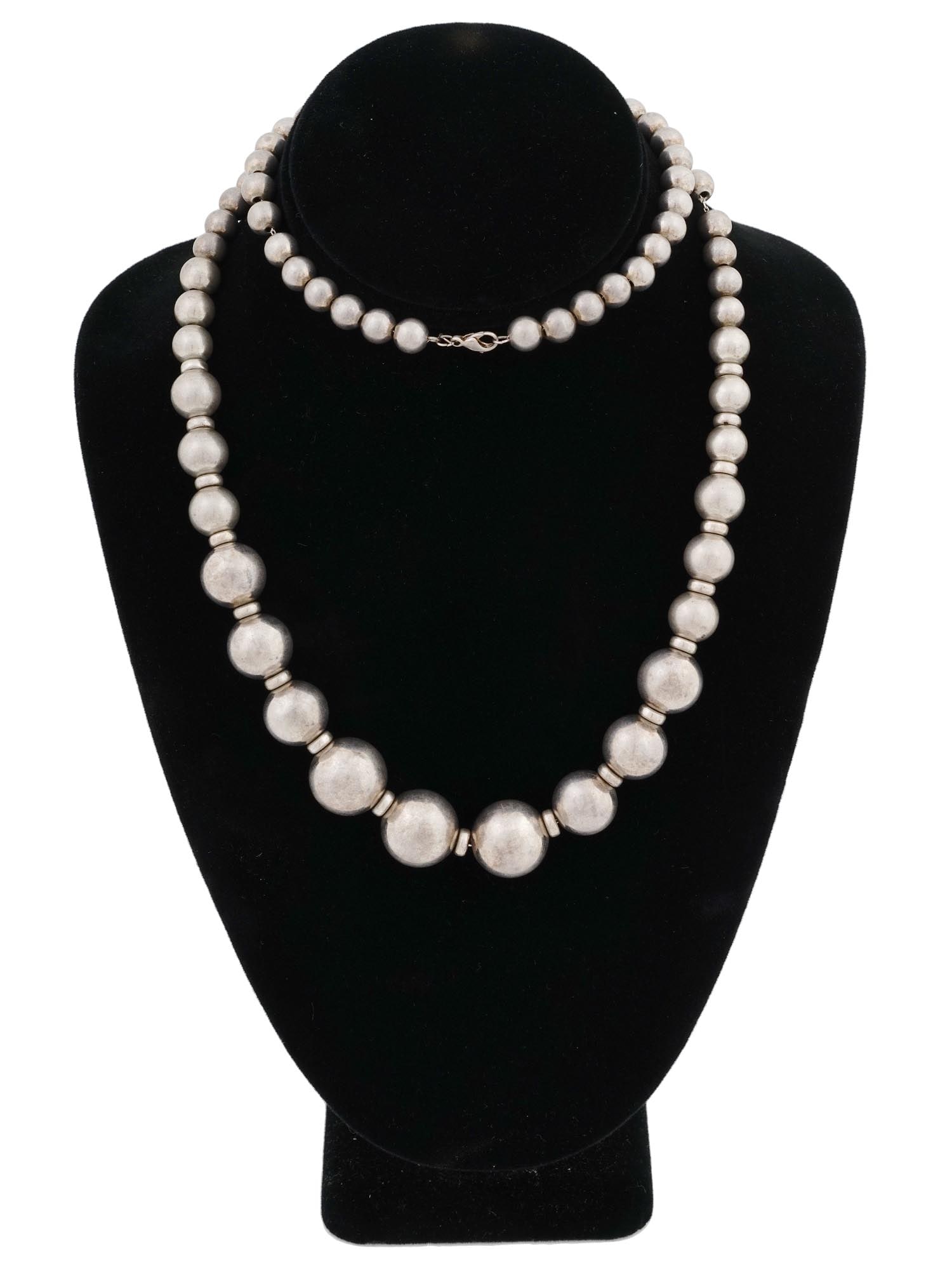 STERLING SILVER GRADUATED BALL BEADED NECKLACE (1 of 5)