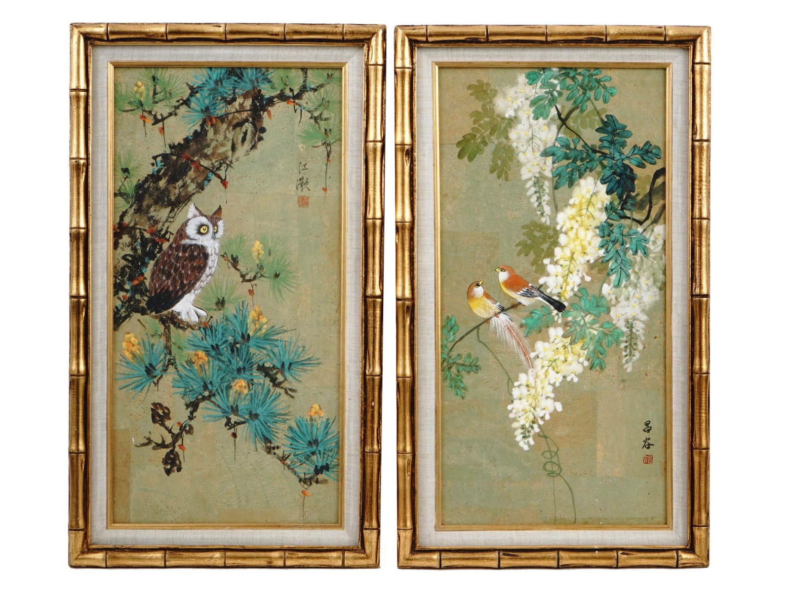 TWO ANTIQUE CHINESE HAND-PAINTED HUAWU PAINTINGS (1 of 8)