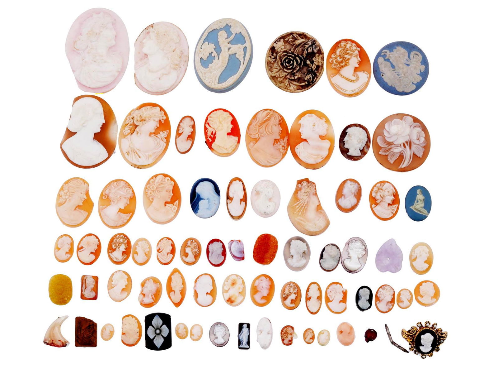 COLLECTION OF 68 ANTIQUE AND VINTAGE CAMEOS (1 of 9)