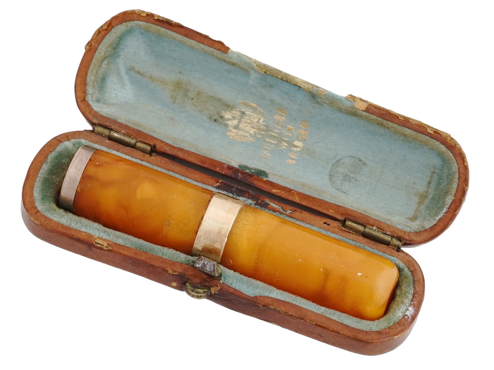 ANTIQUE AUSTRIAN 14K GOLD AMBER CIGARETTE HOLDER (1 of 7)