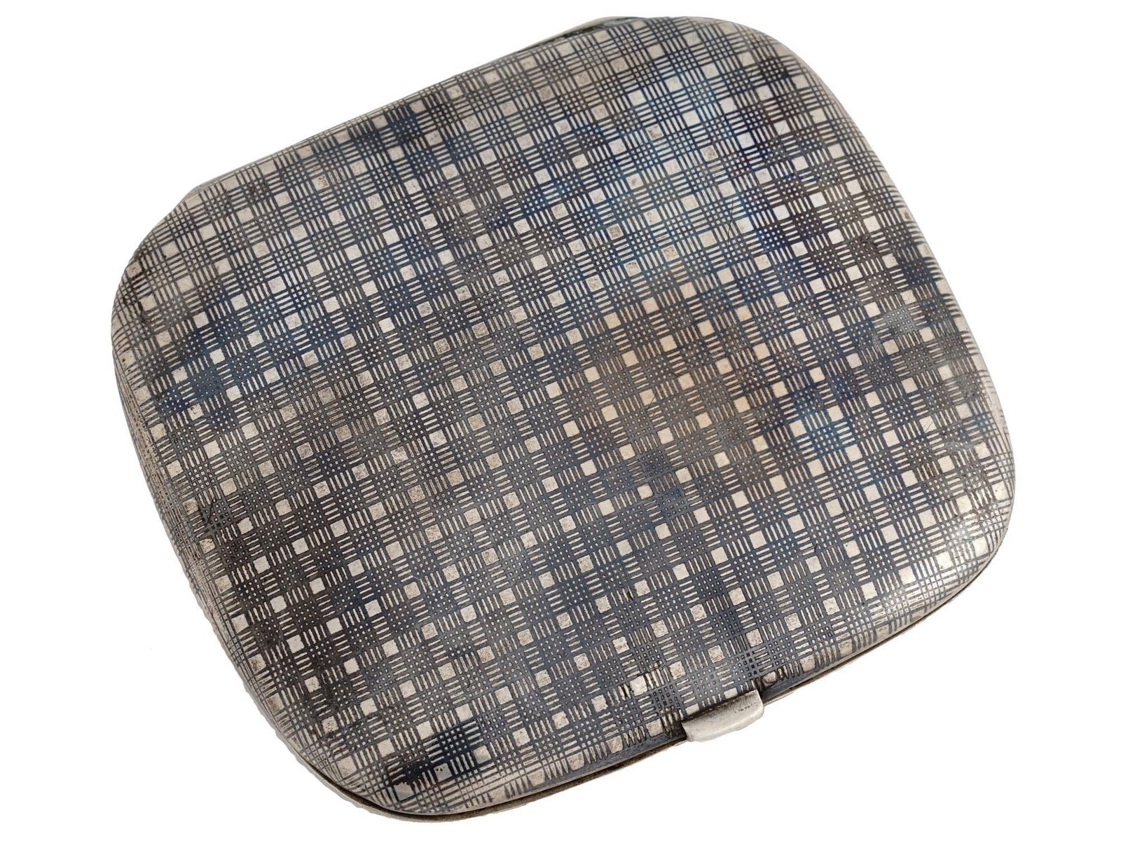 ANTIQUE GERMAN SILVER NIELLO CHECK CIGARETTE CASE (1 of 7)