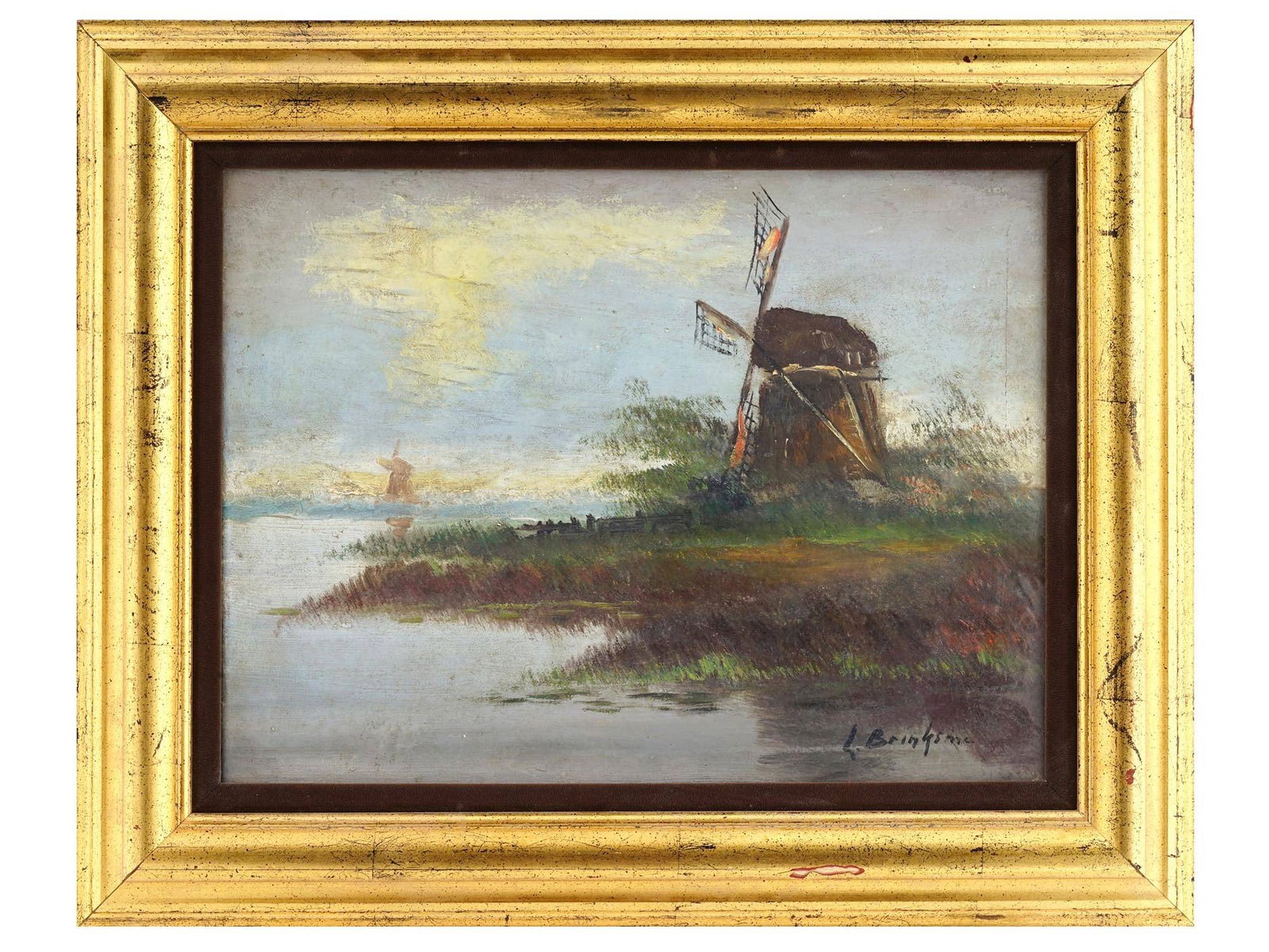 WATER MILL LANDSCAPE OIL PAINTING BY L. BRINKSME (1 of 6)