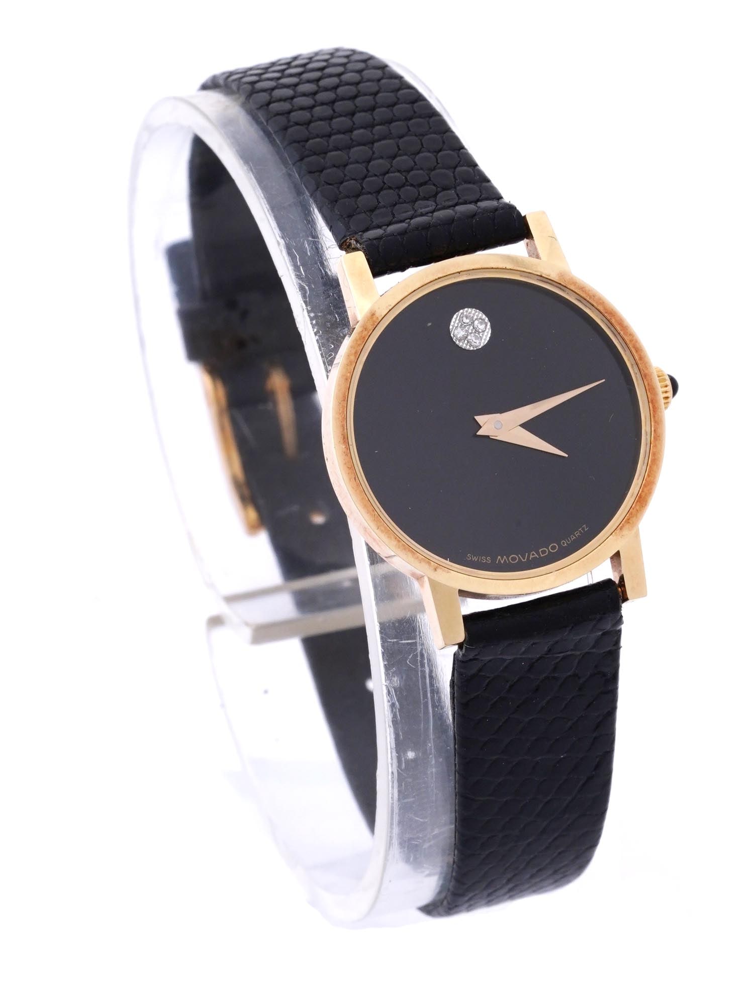 MOVADO MUSEUM 14K GOLD QUARTZ DIAMOND WRIST WATCH (1 of 10)