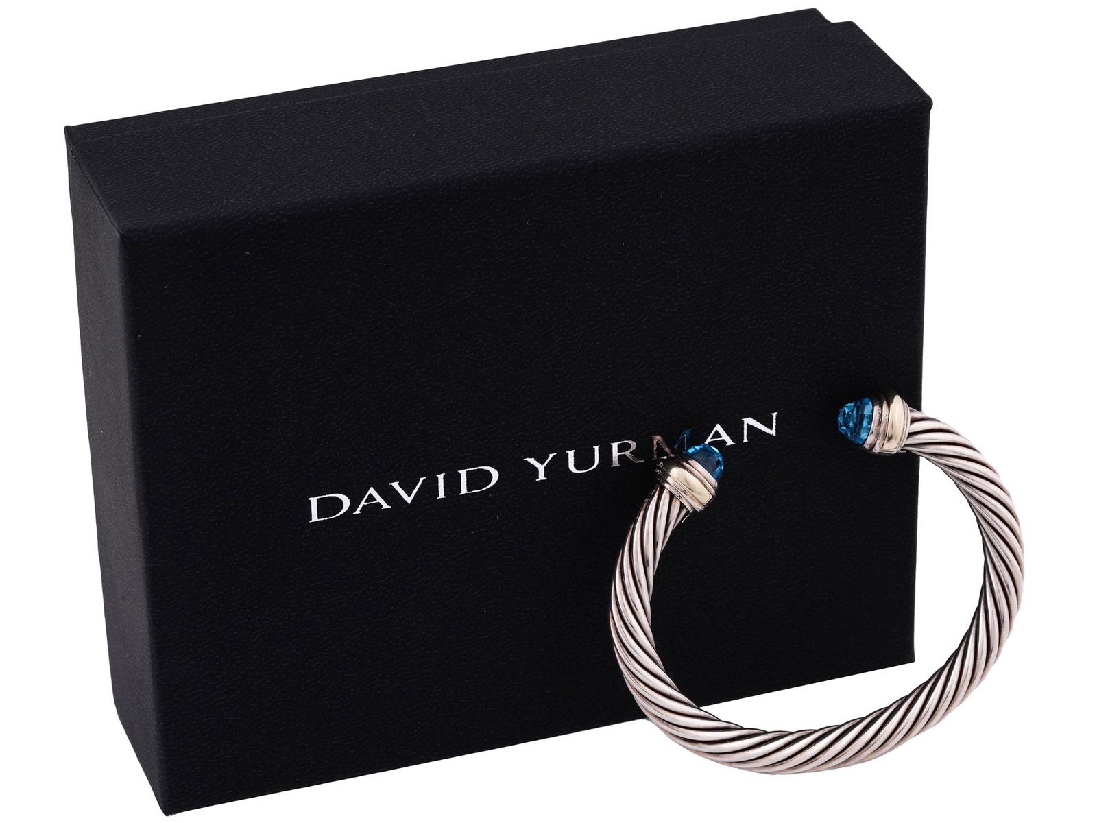 DAVID YURMAN SILVER CABLE BRACELET W TOPAZ STONES (1 of 5)