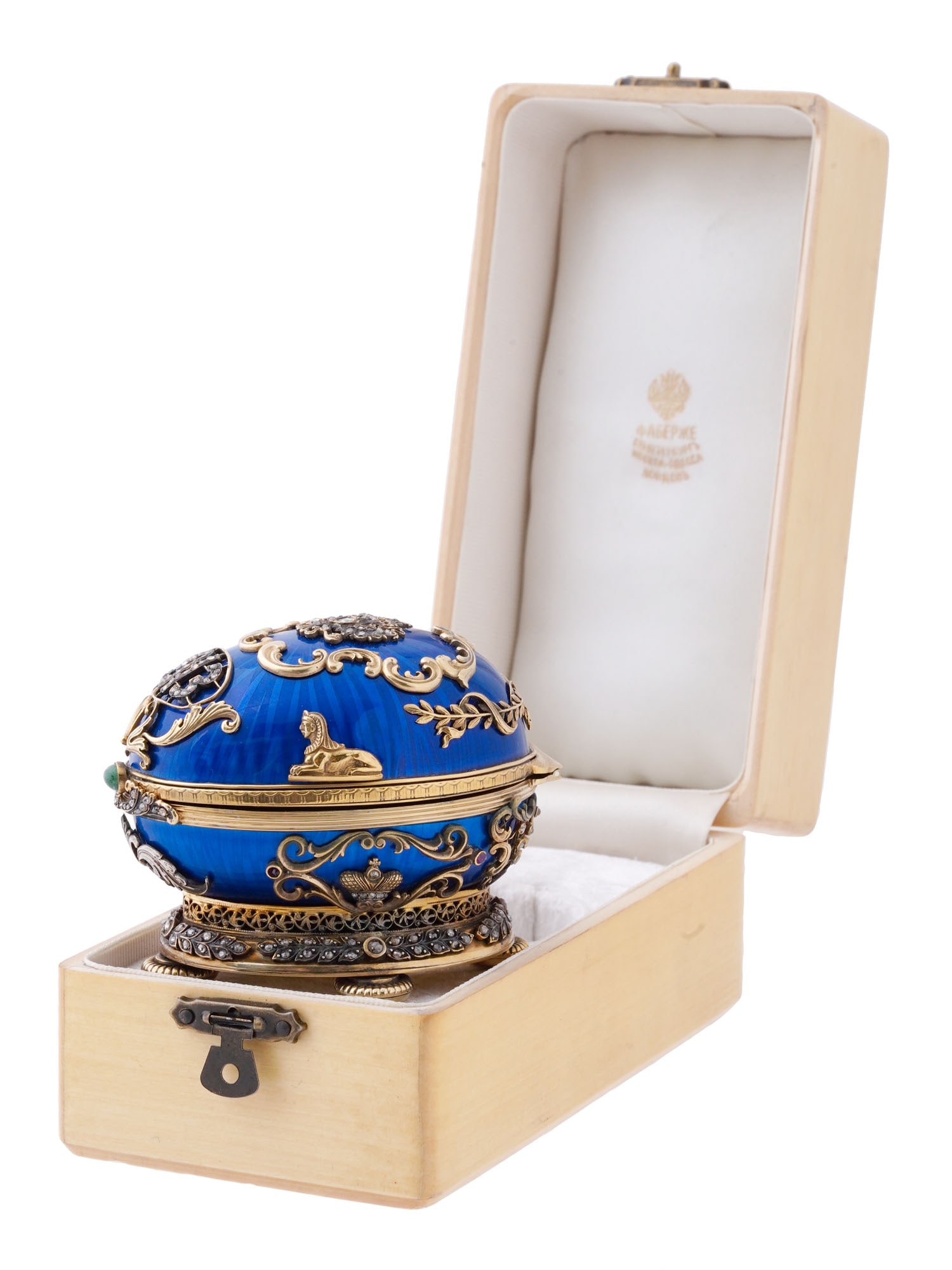 RUSSIAN 84 SILVER DIAMONDS CRYSTAL GEMSTONES EGG CASE (1 of 12)