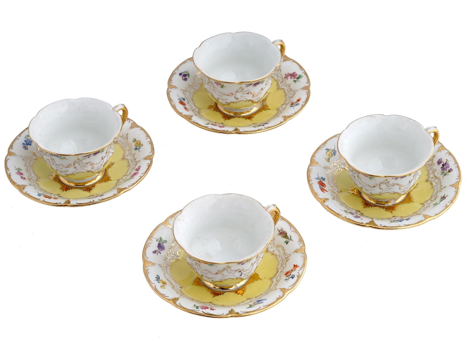 ANTIQUE GERMAN MEISSEN PORCELAIN CUPS AND SAUCERS (1 of 9)
