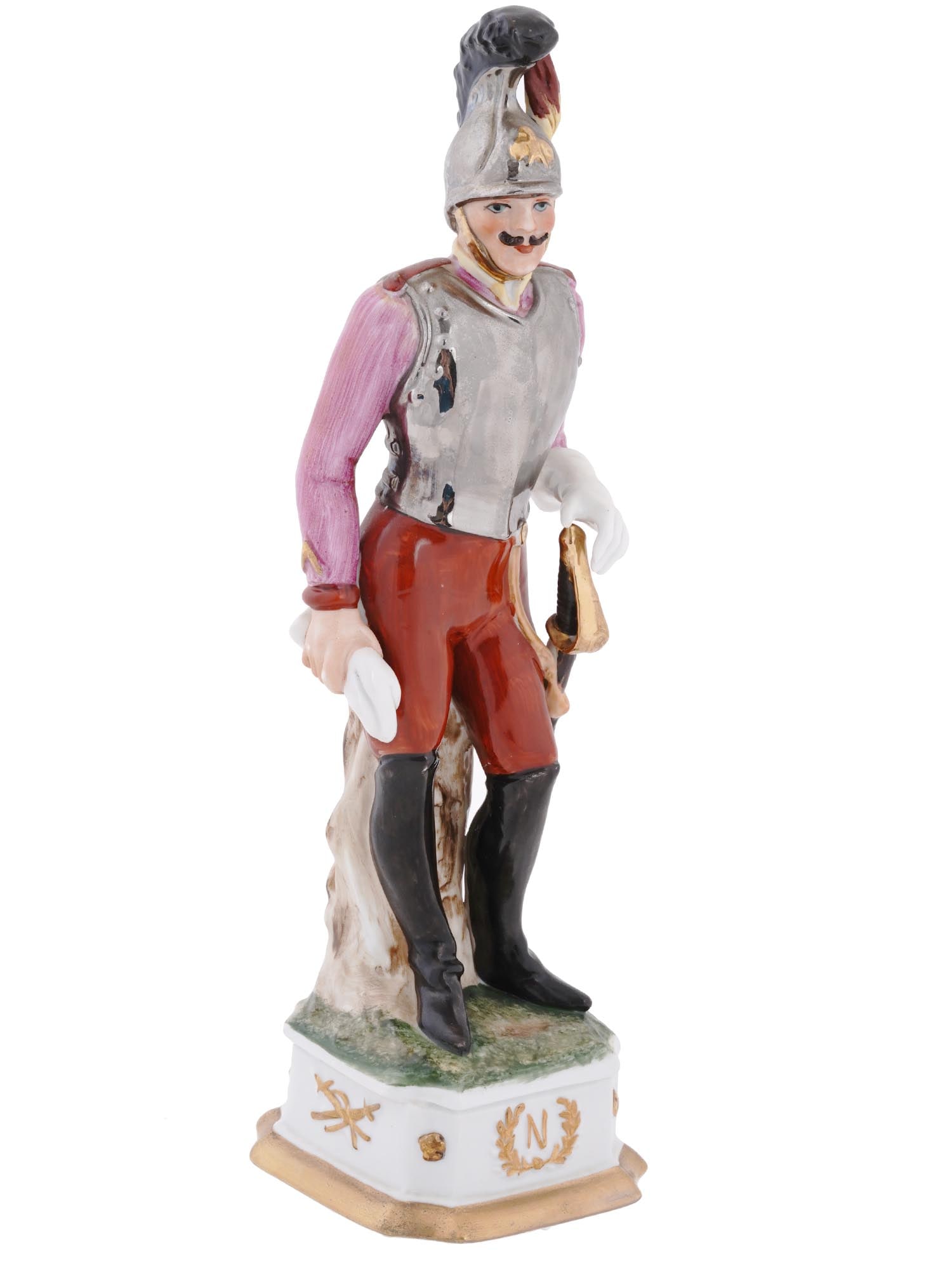 VINTAGE PORCELAIN NAPOLEONIC ERA CUIRASSIER FIGURINE (1 of 10)