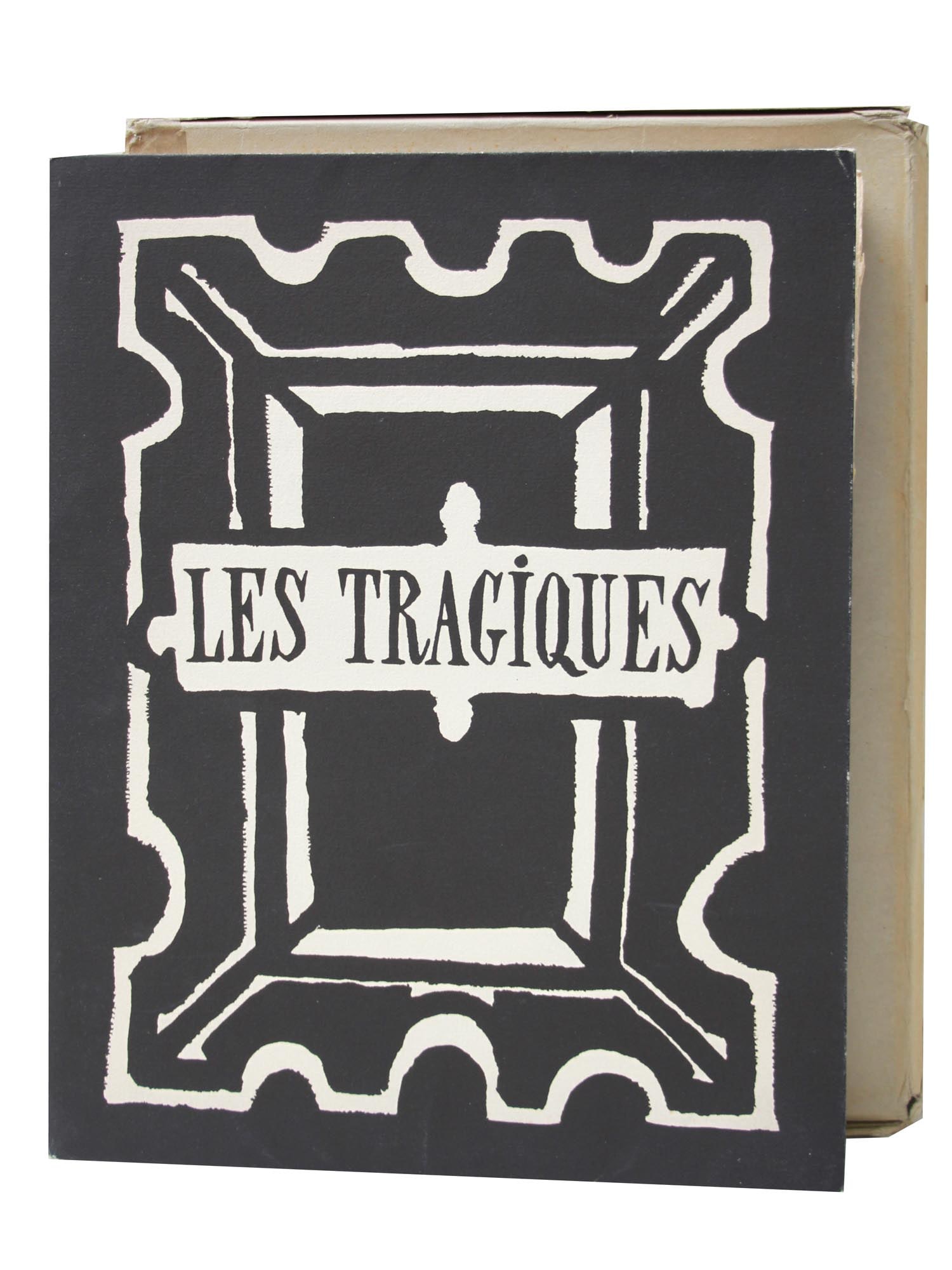 FRENCH BOOK BY D AUBIGNE WITH WOODCUTS BY ZACH: A unique collectible French book, Les Tragiques (Tragic Poems), by Theodore-Agrippa d'Aubigne (French poet, soldier, propagandist and chronicler, 1552-1630) with woodcuts by Leon Zach (Russian, 1892-1