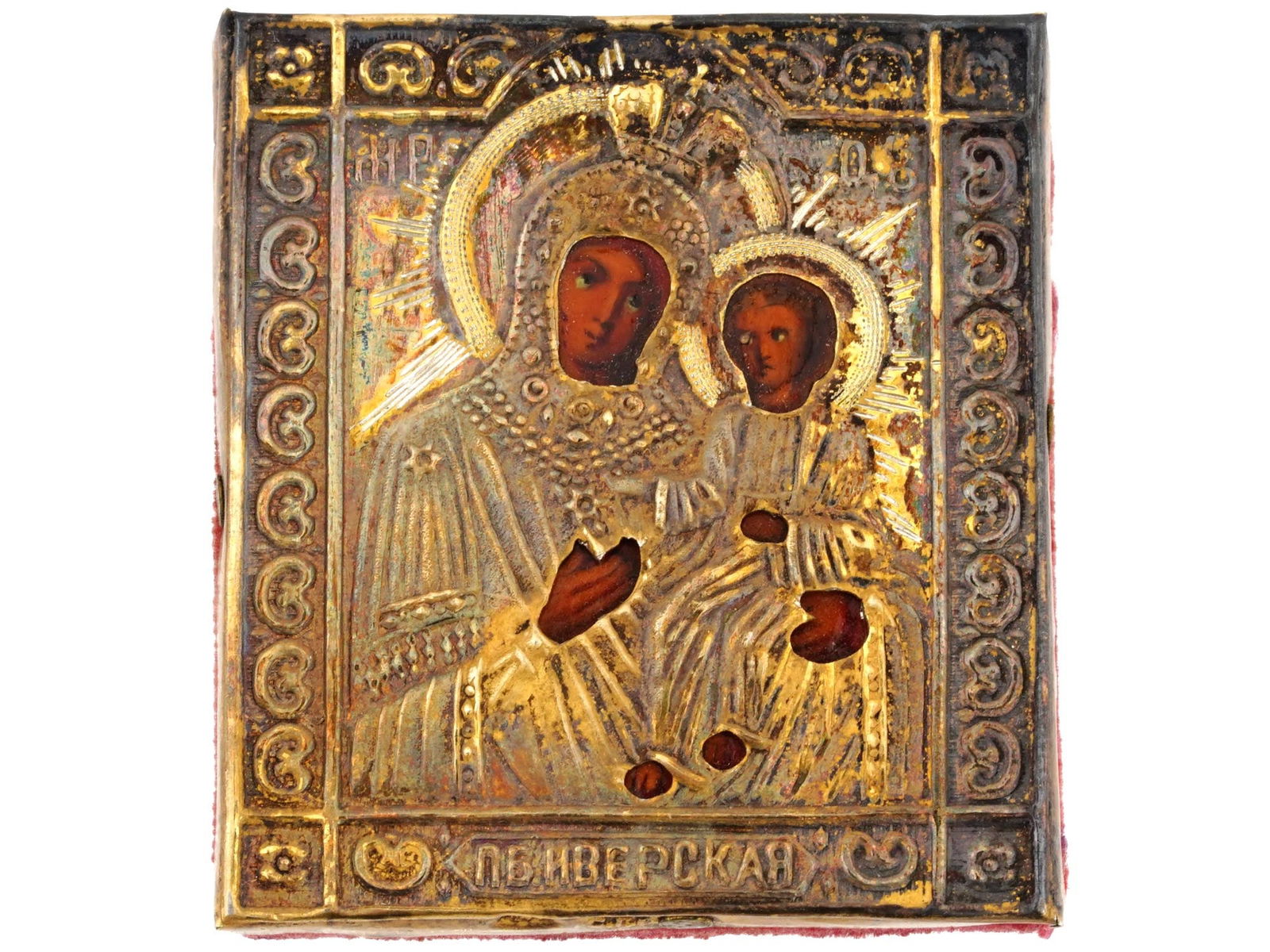 ANTIQUE RUSSIAN MOTHER OF GOD ICON IN SILVER OKLAD (1 of 7)