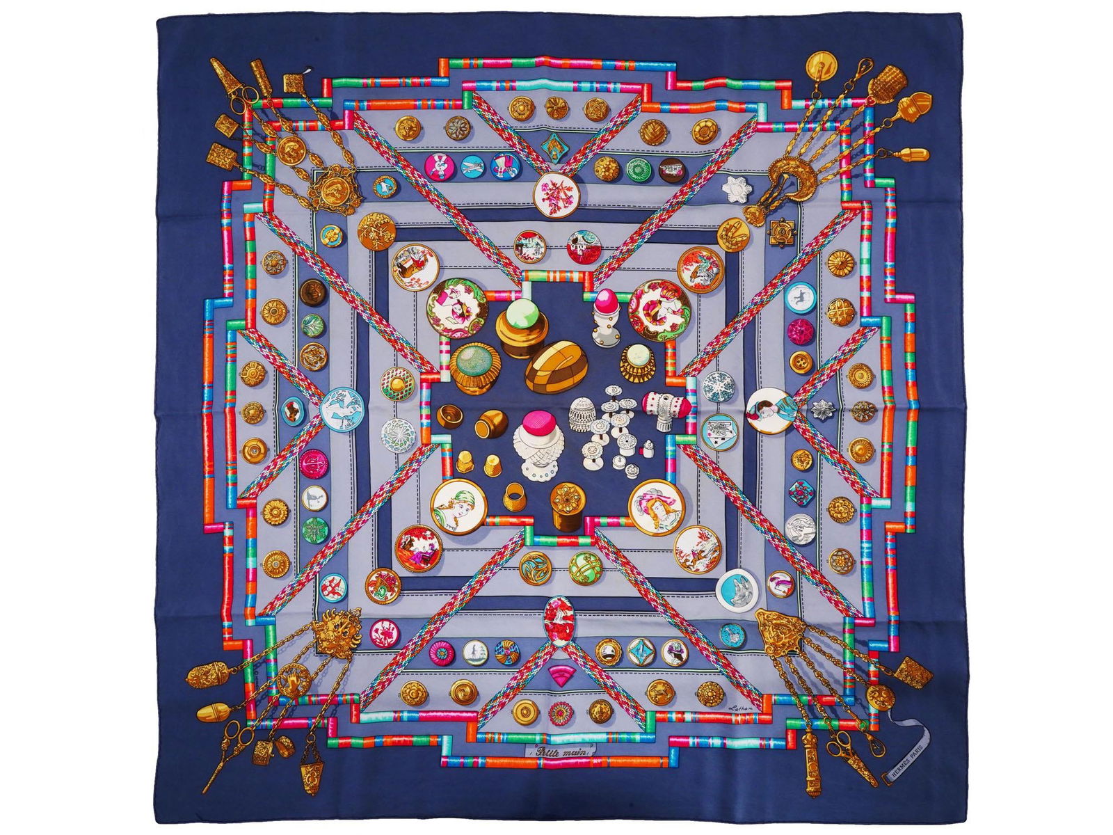 VINTAGE HERMES SILK SCARF PETITE MAIN BY CATY LATHAM IOB (1 of 10)