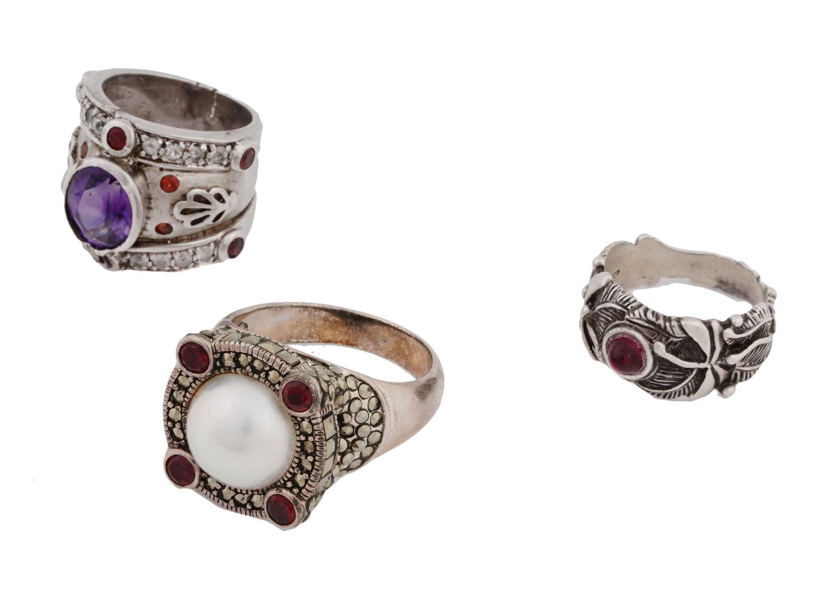 VTG STERLING SILVER GEMSTONE RINGS OF VARIOUS DESIGNS (1 of 8)