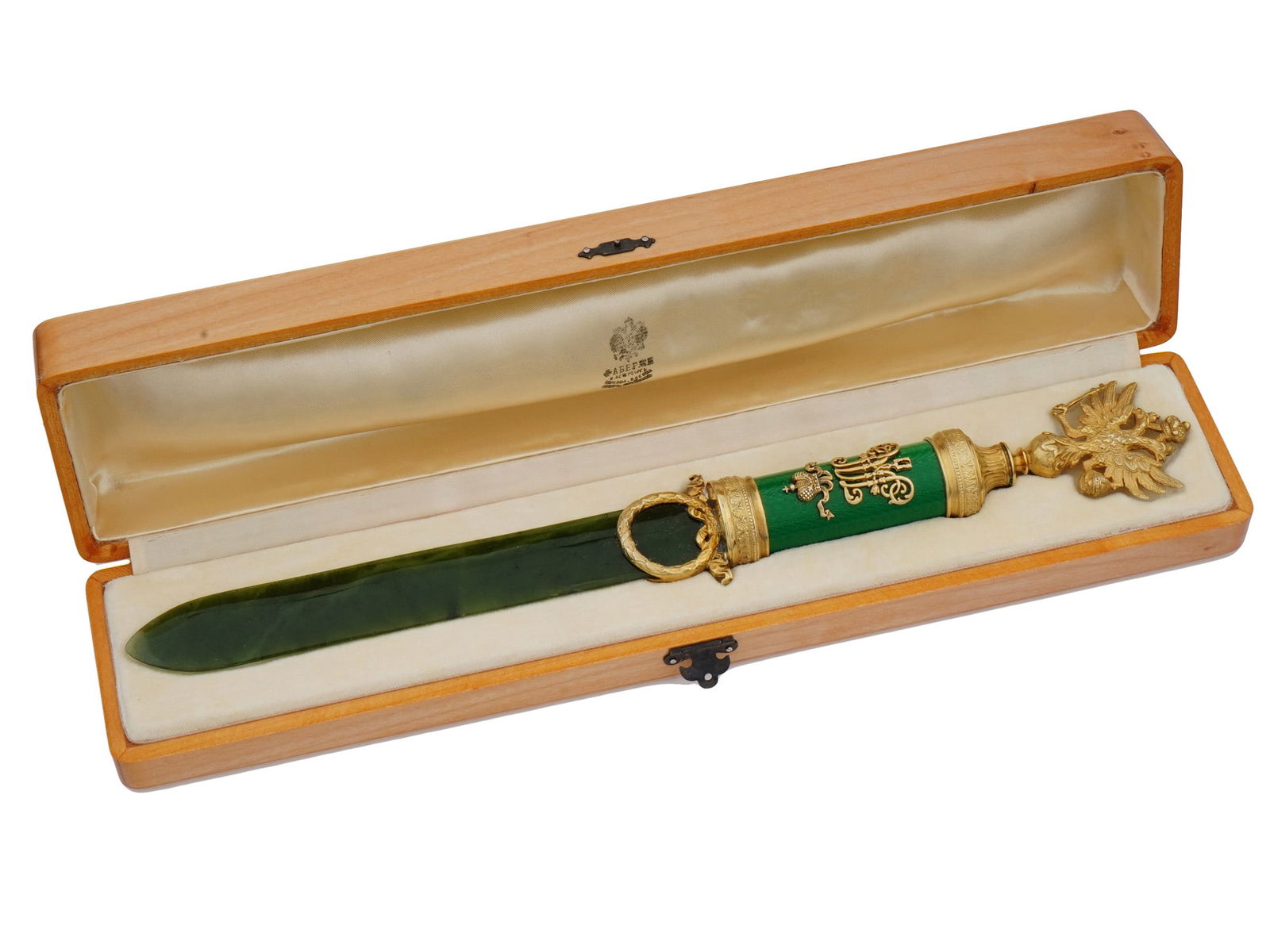 RUSSIAN GILT SILVER AND ENAMEL LETTER OPENER KNIFE (1 of 7)