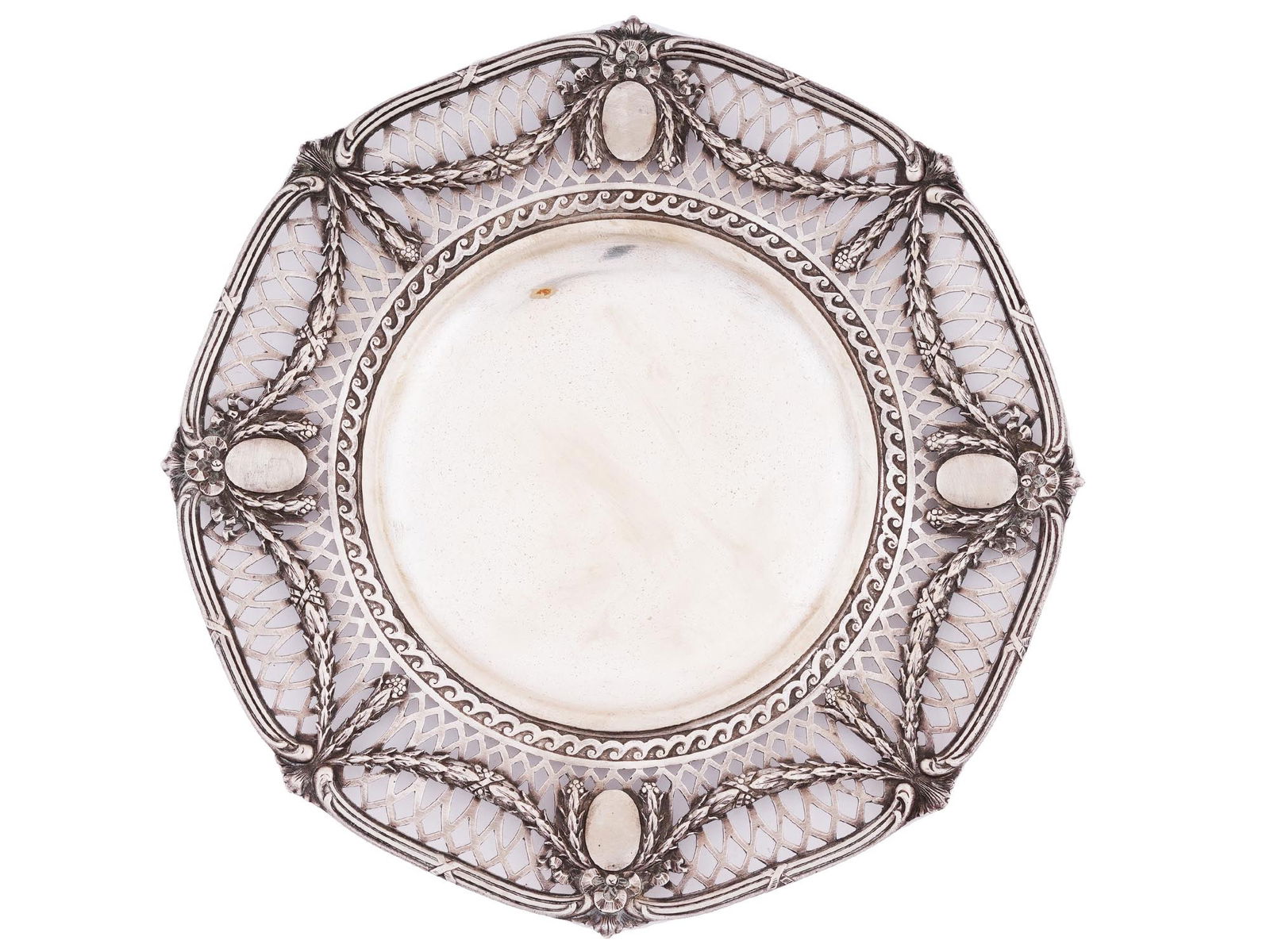 RUSSIAN 84 SILVER OPENWORK EMBOSSED DESIGN PLATE (1 of 6)