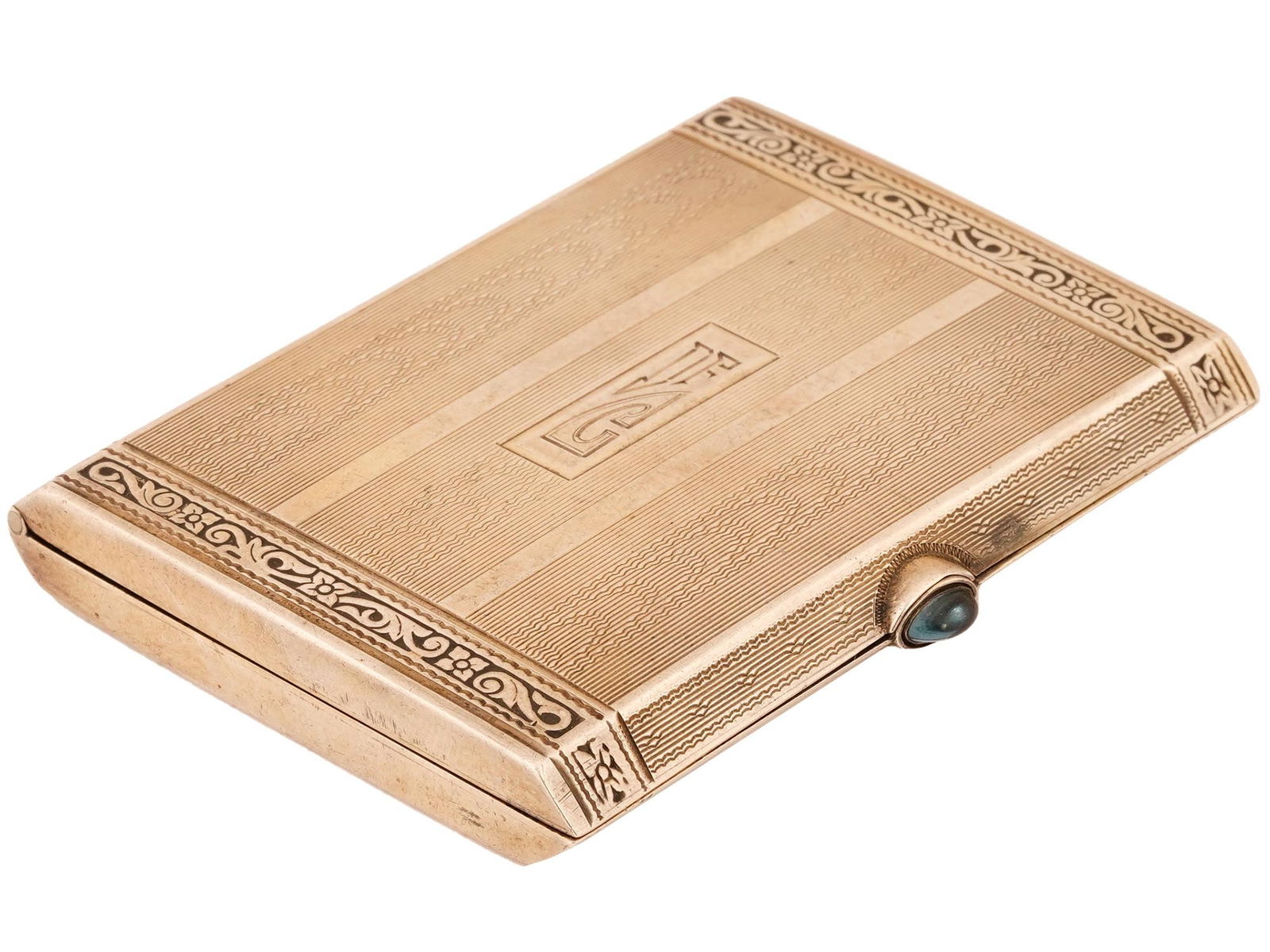 GILT STERLING SILVER CIGARETTE CASE WITH MONOGRAM (1 of 5)