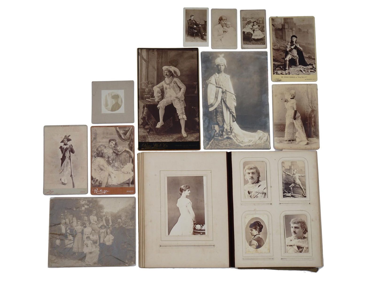 ANTIQUE PHOTOGRAPH ALBUM WITH PORTRAITS OF ACTORS (1 of 9)