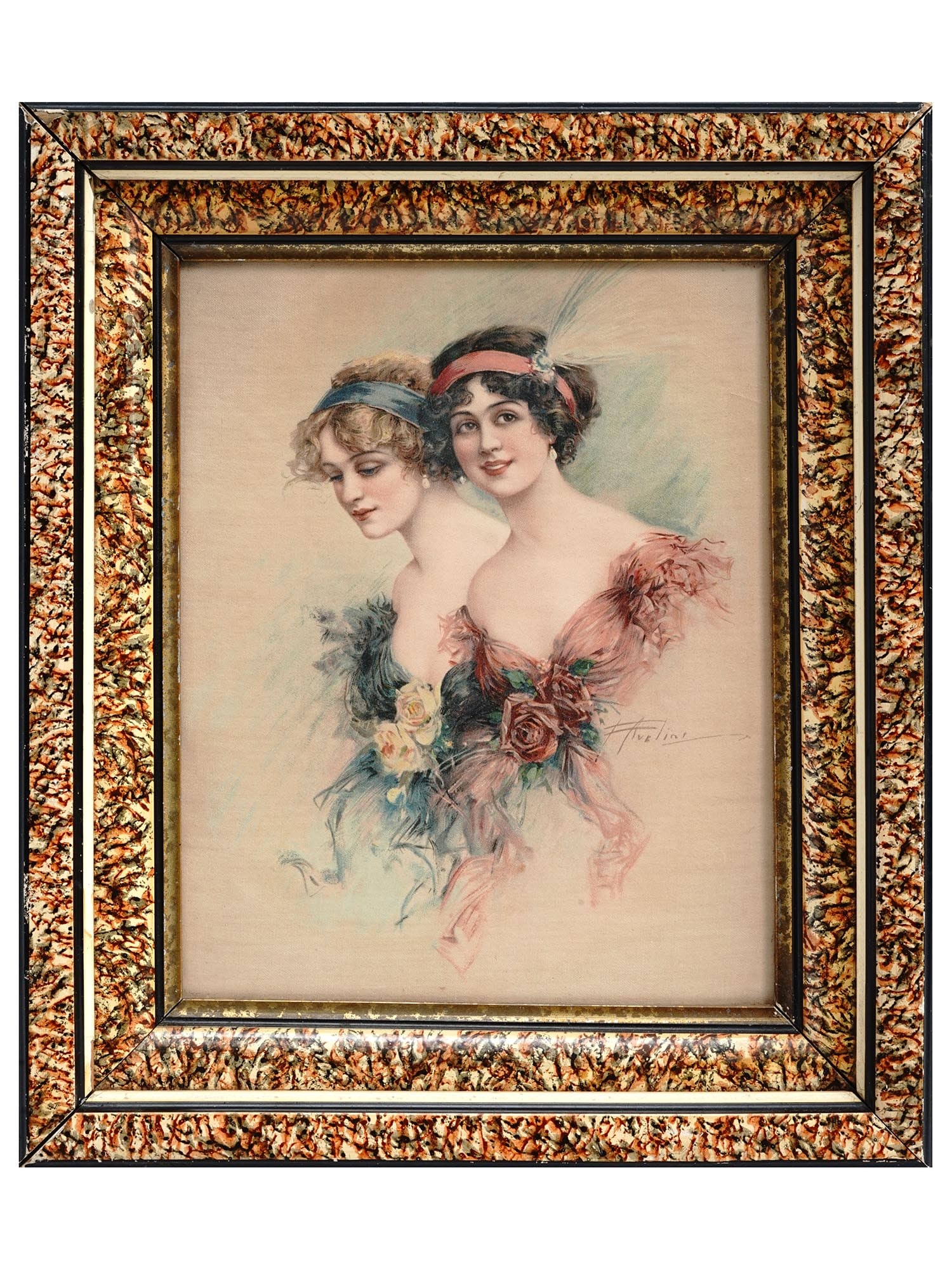 FRENCH LADY WATERCOLOR PAINTING BY FRANK AVELINE (1 of 4)