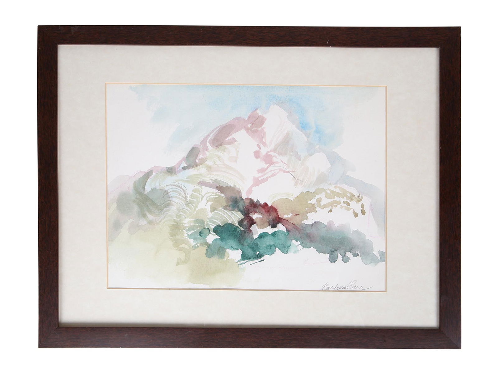 VINTAGE WATERCOLOR MOUNTAIN LANDSCAPE SIGNED CARR (1 of 4)