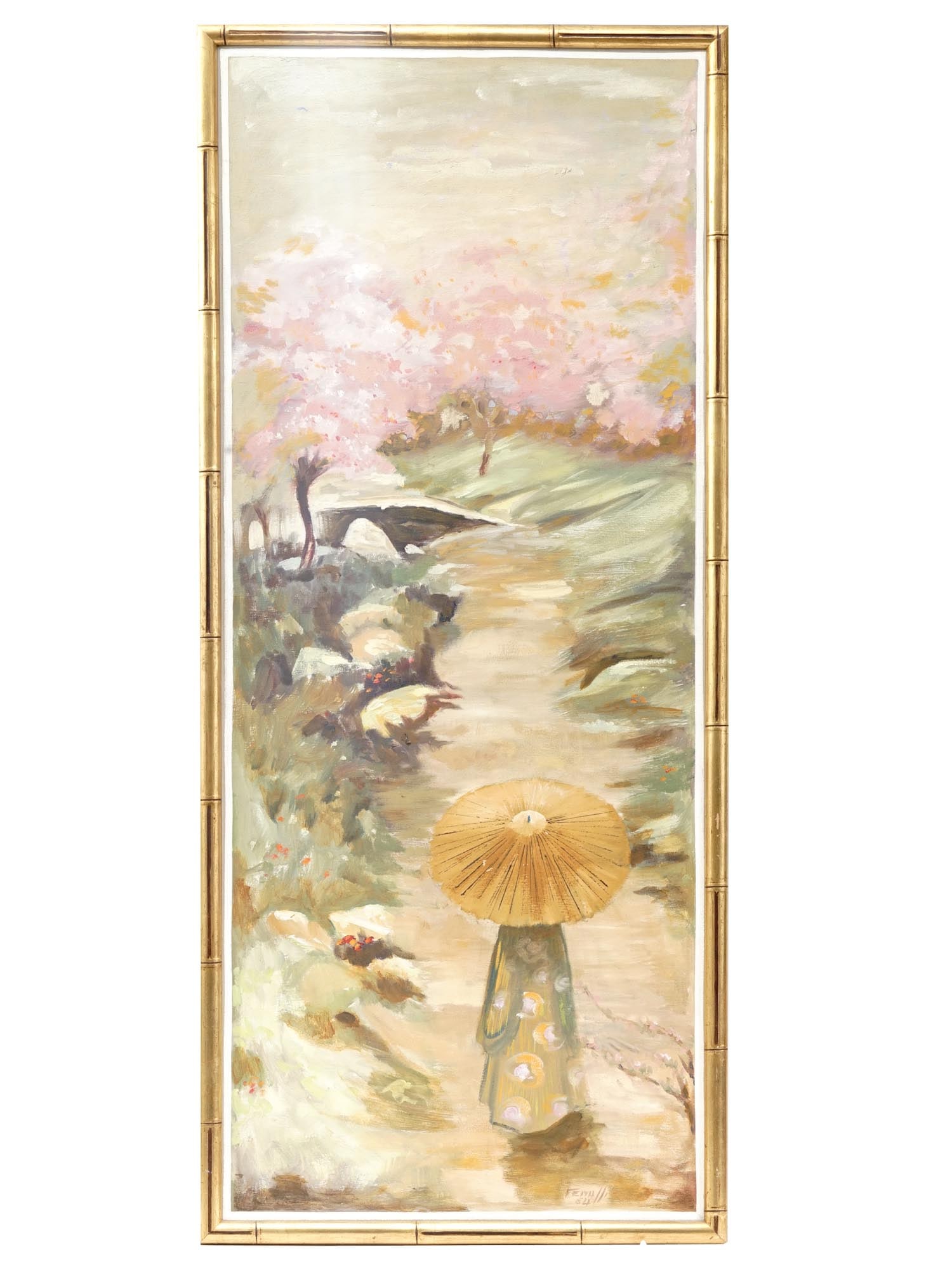 MID CENTURY PAINTING SAKURA SIGNED BY FEITH (1 of 4)