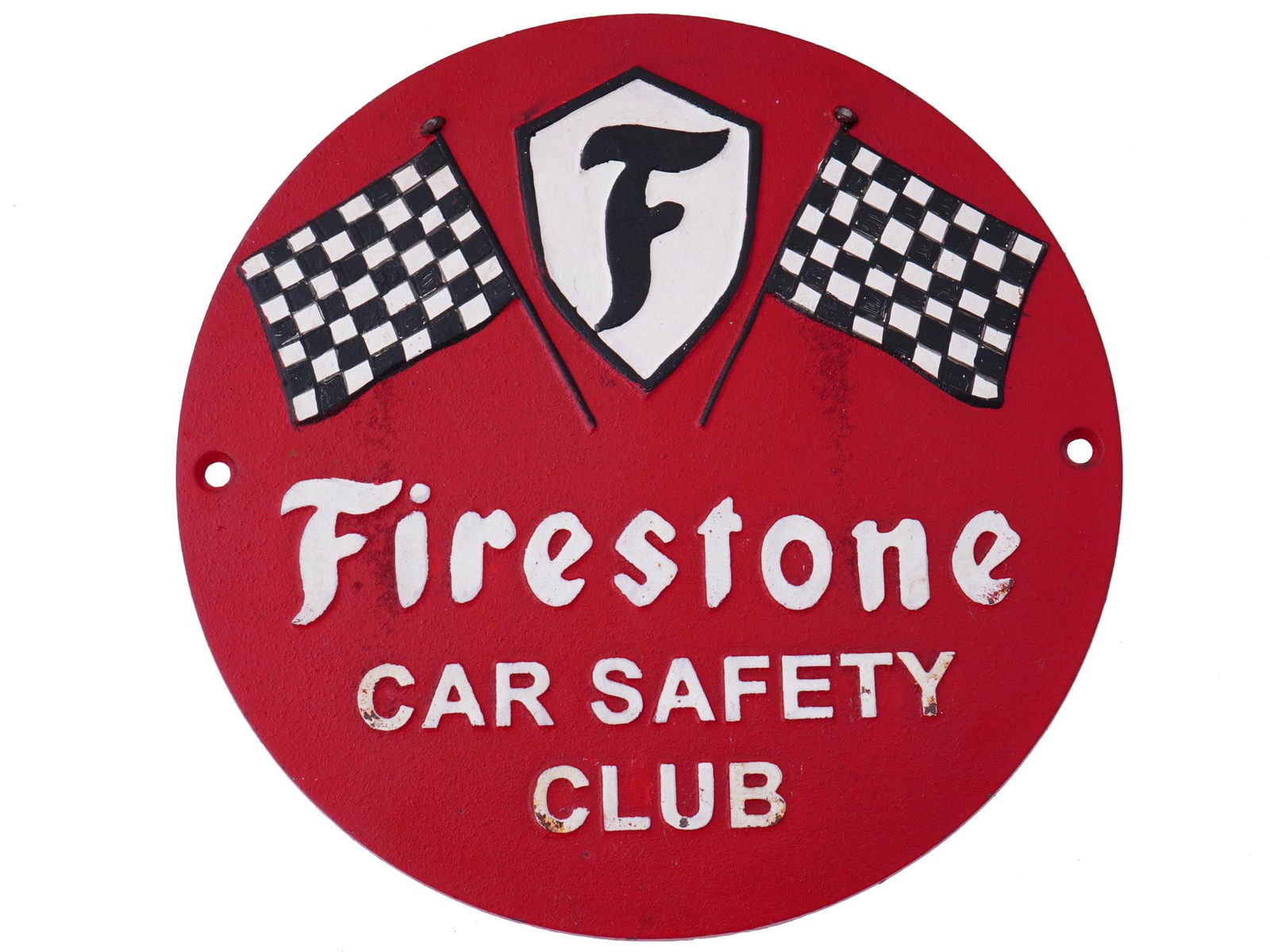 FIRESTONE CAR SAFETY CLUB CAST METAL ADVERTISING SIGN (1 of 5)