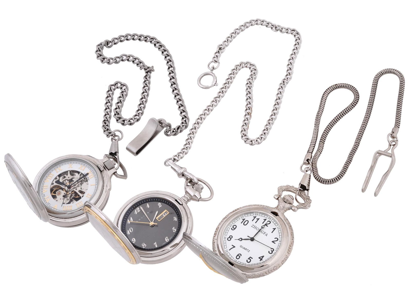Vintage Colibri Zhongfa Pocket Watches With Chains