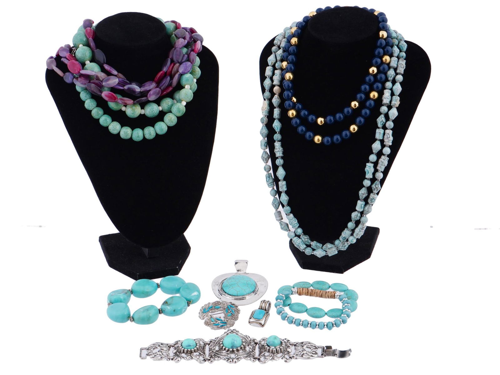 VINTAGE COMPOSITE AND GEMSTONES BEADED JEWELRY (1 of 4)