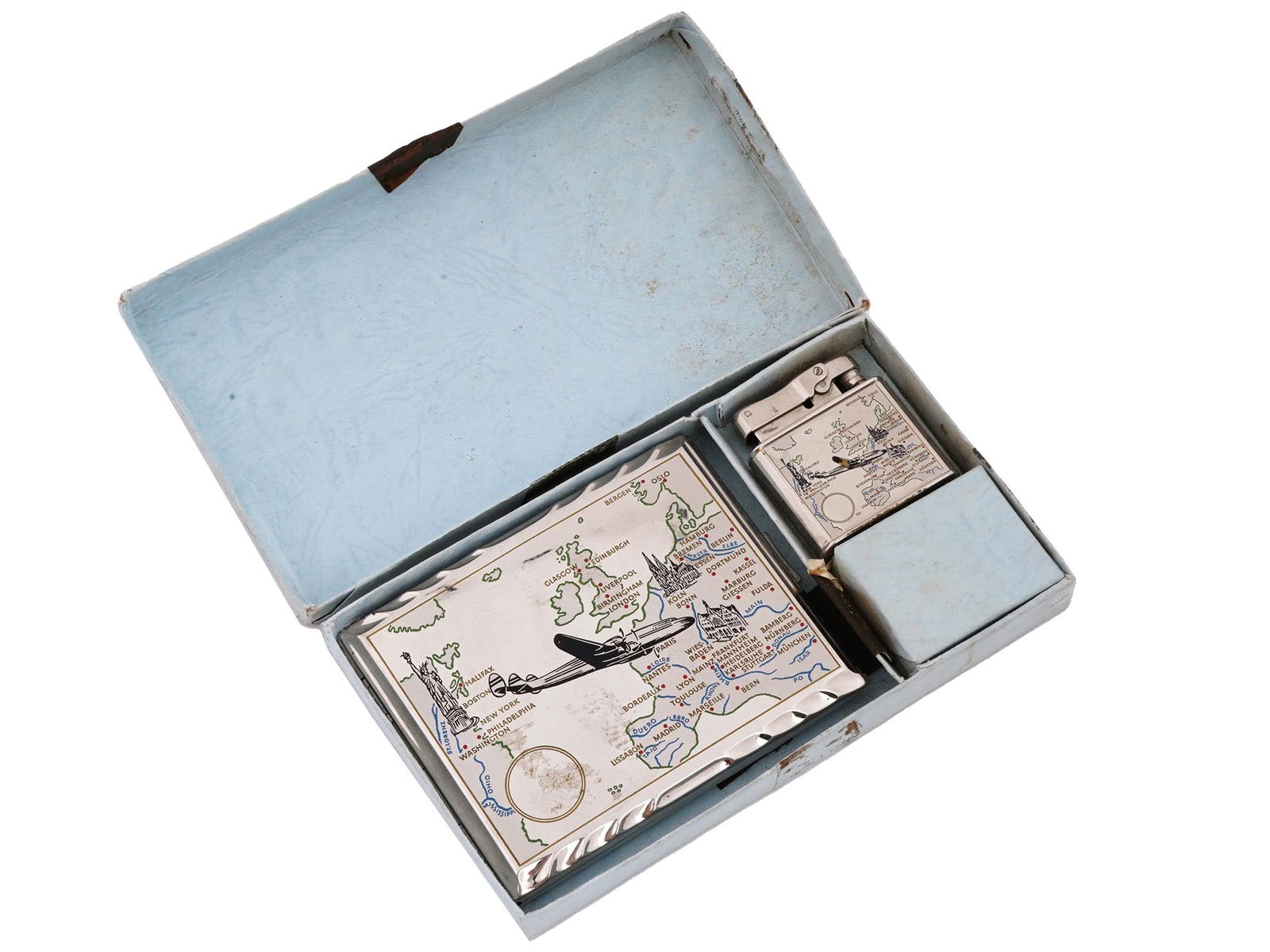 GERMAN IBELO MONOPOL CIGARETTE CASE AND LIGHTER SET (1 of 8)