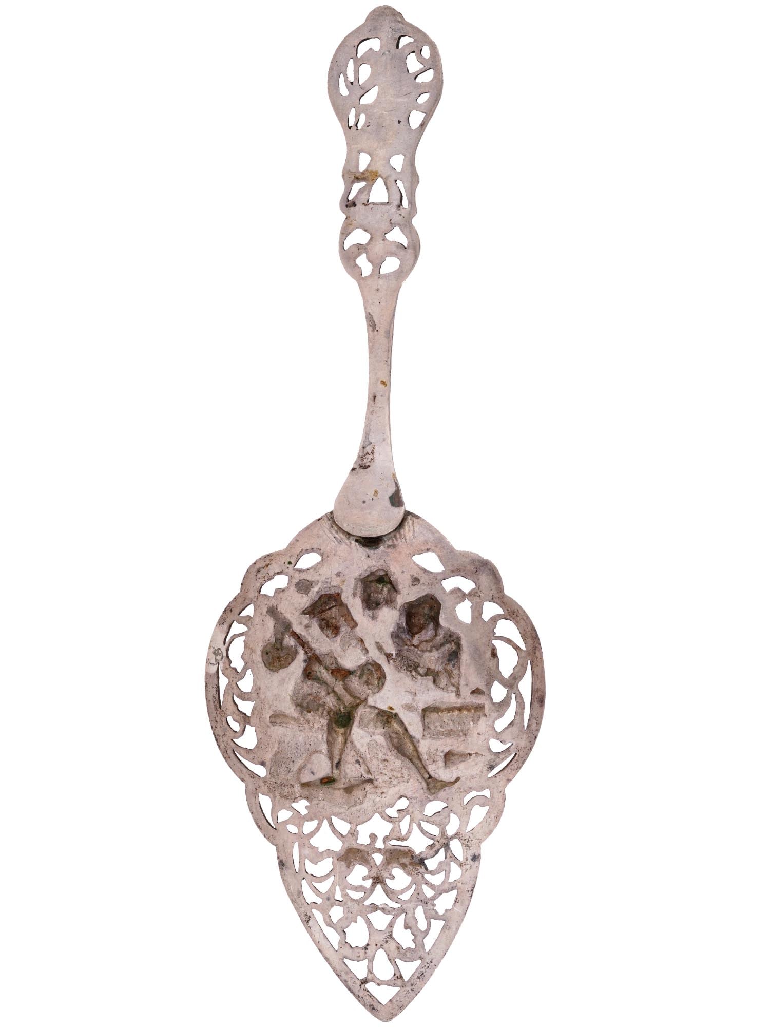 ANTIQUE DUTCH SILVER CAKE SERVER WITH EMBOSSED FIGURES (1 of 6)