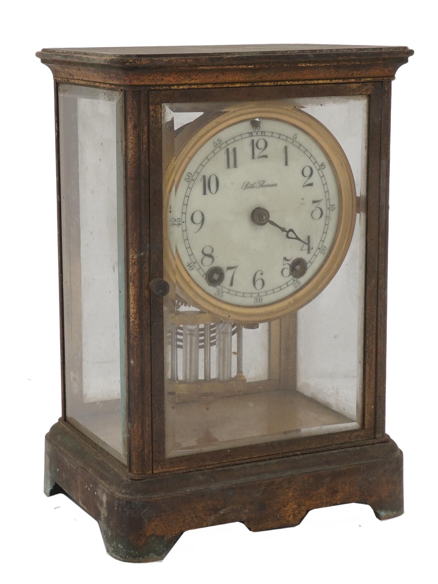 LARGE ANTIQUE SETH THOMAS CRYSTAL REGULATOR CLOCK (1 of 7)