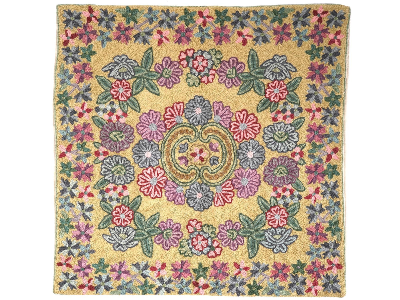 VINTAGE TURKISH HAND EMBROIDERED SILK PILLOW CASE (1 of 4)